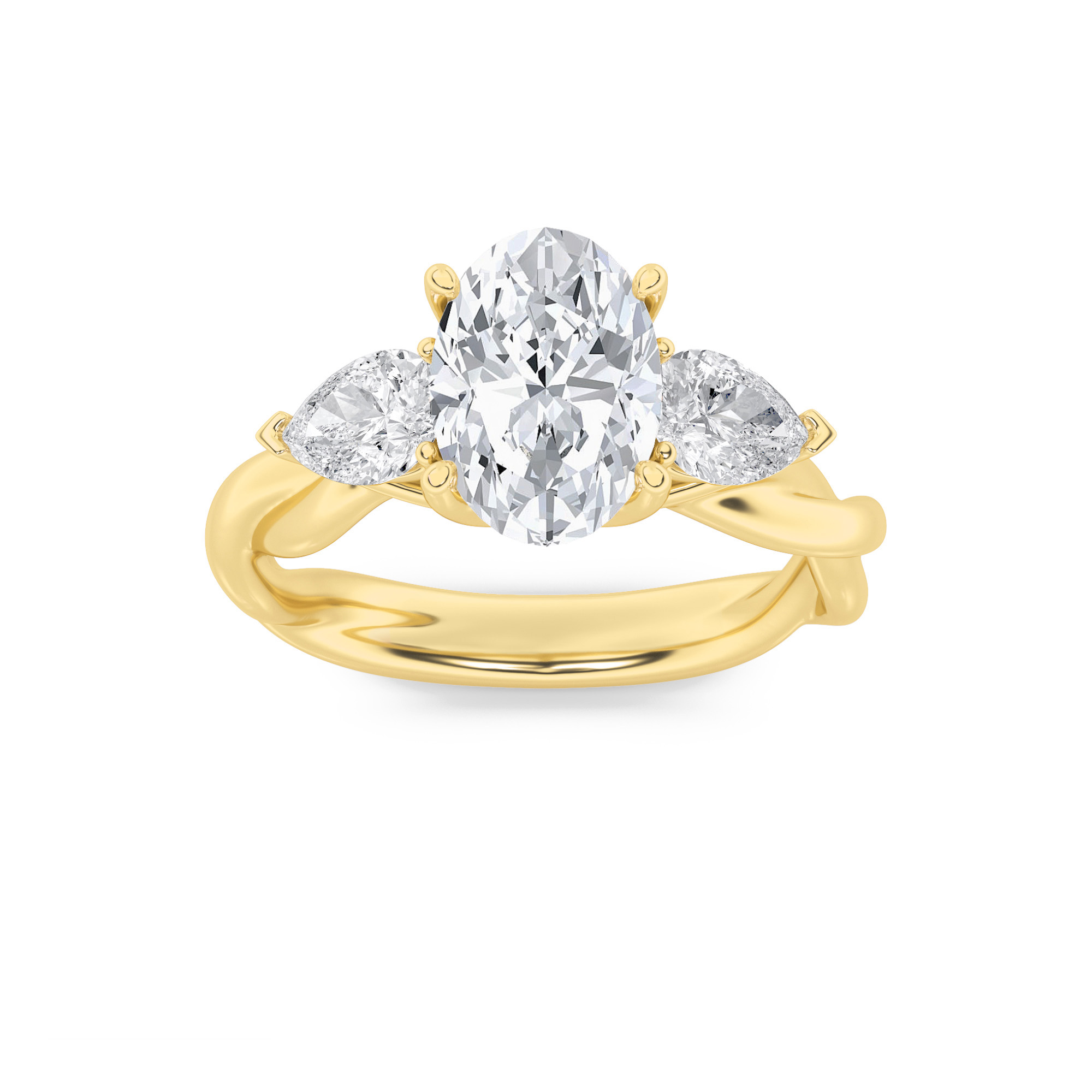 2.00 CT Oval Diamond Ring in 14K Yellow Gold