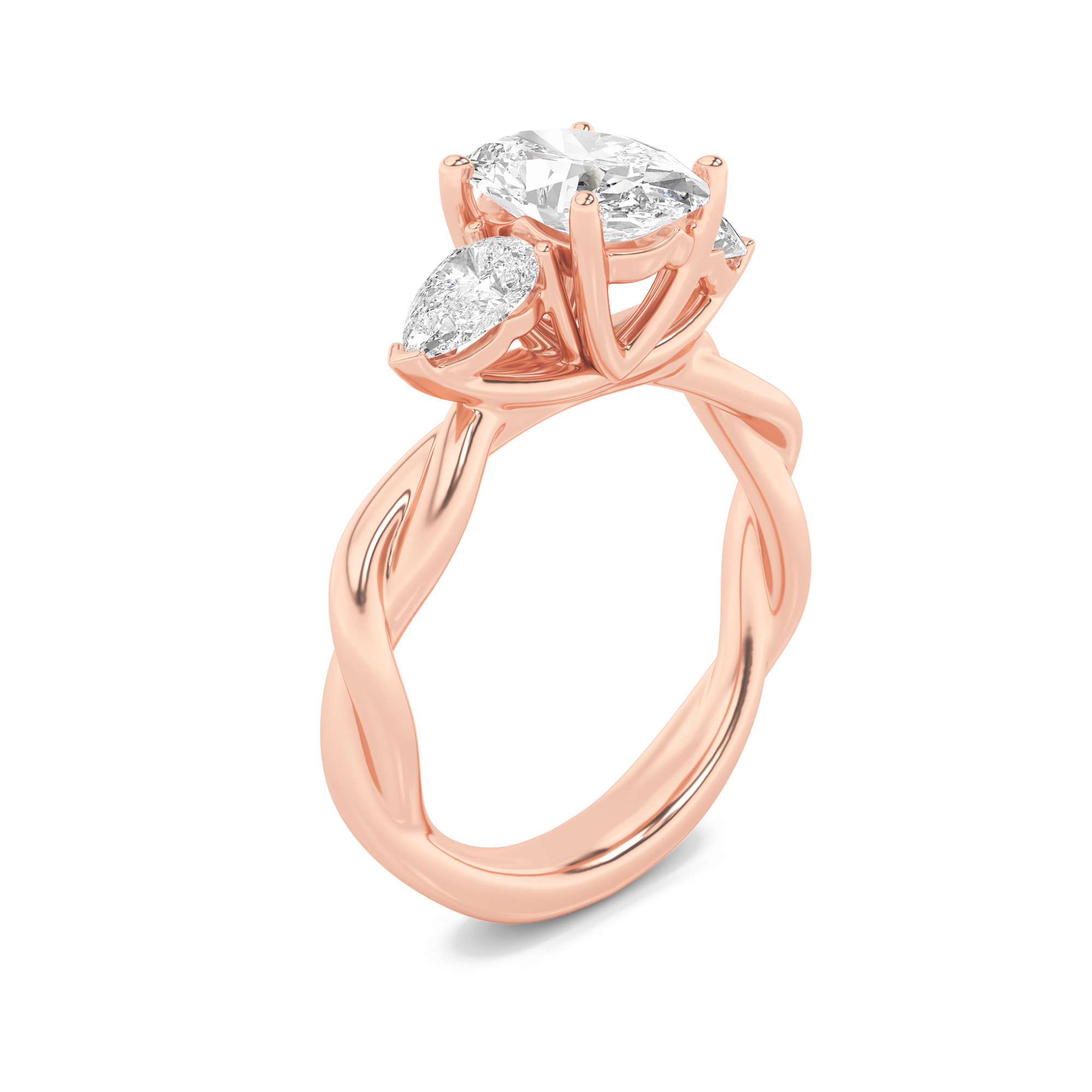 2.00 CT Oval Diamond Ring in 14K Rose Gold