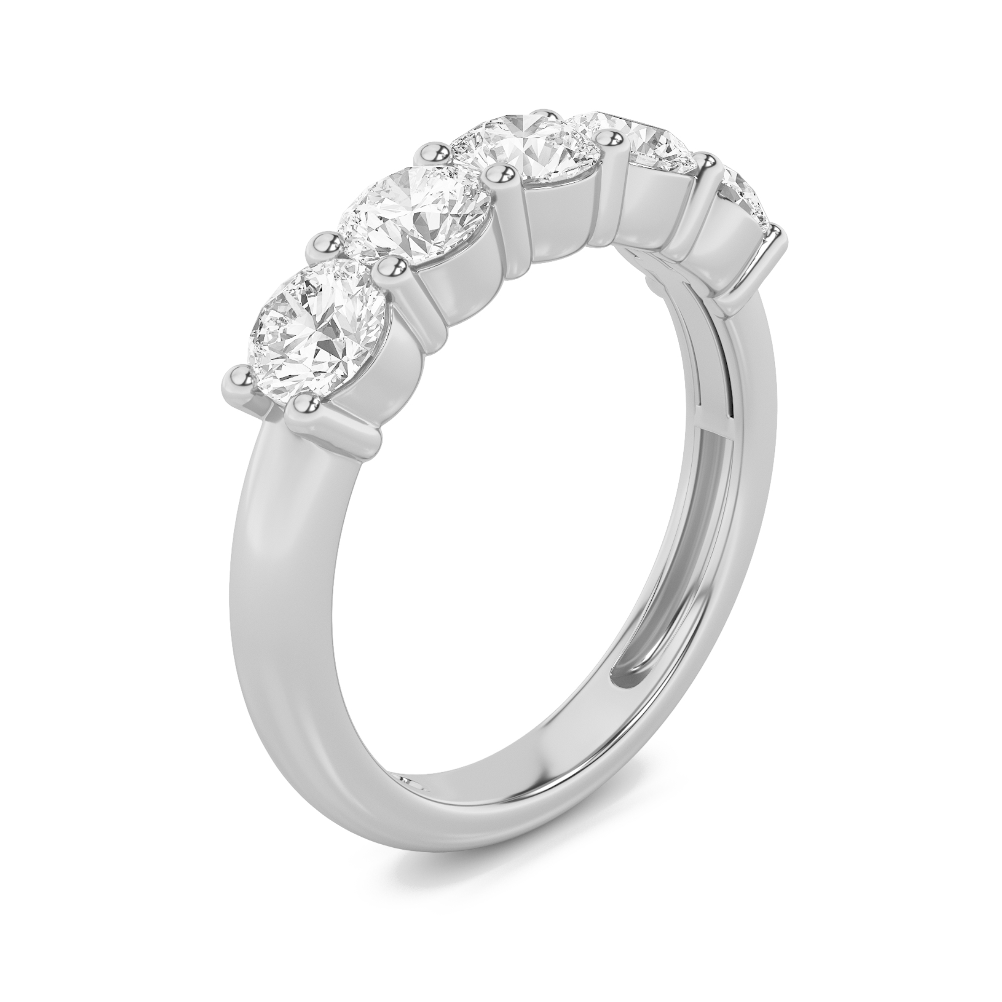 1.5Cttw Round Shaped Lab Grown Diamond (F/VS) Five Stone Band Ring in 14K Gold