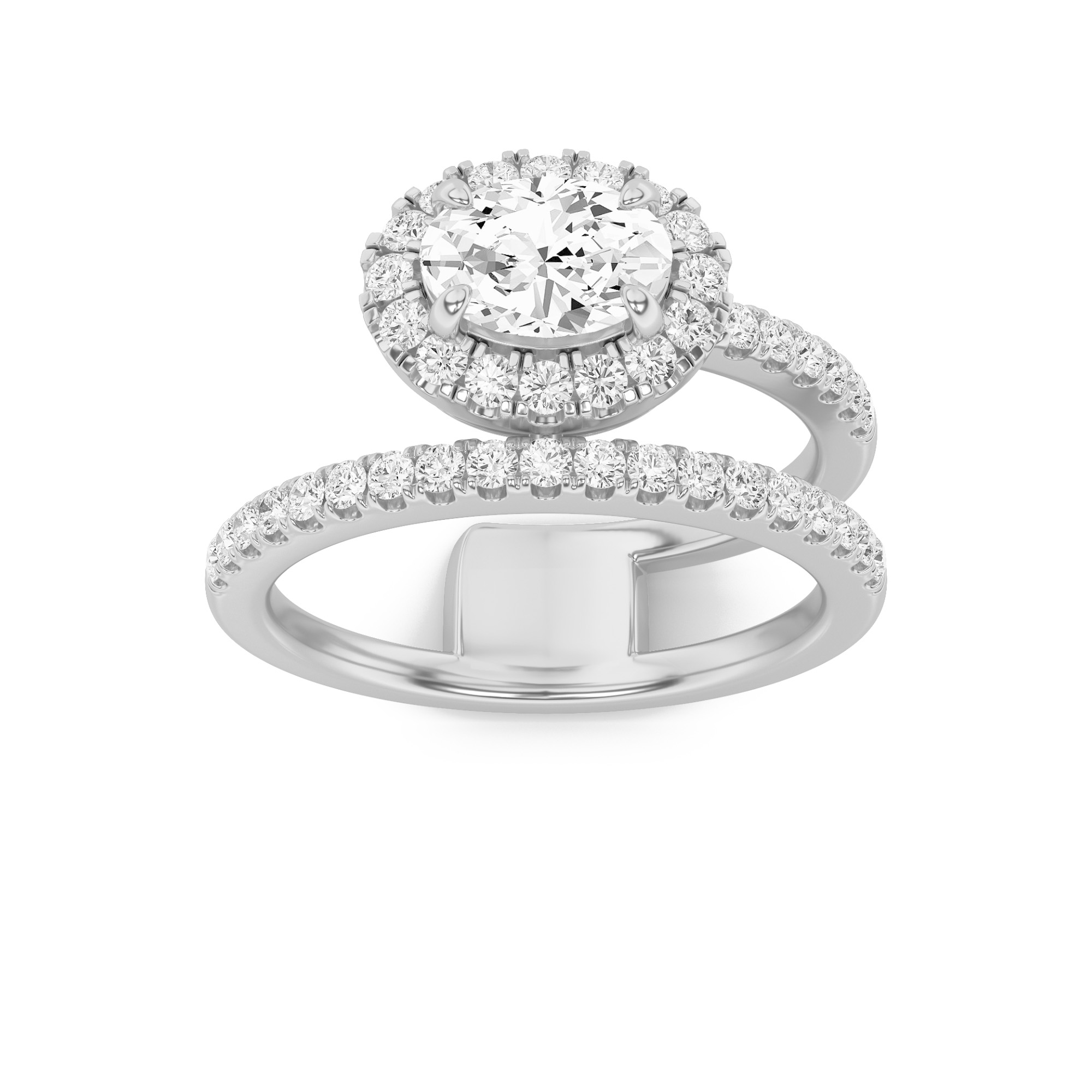1.00 CT Oval Diamond Ring in 14K White Gold