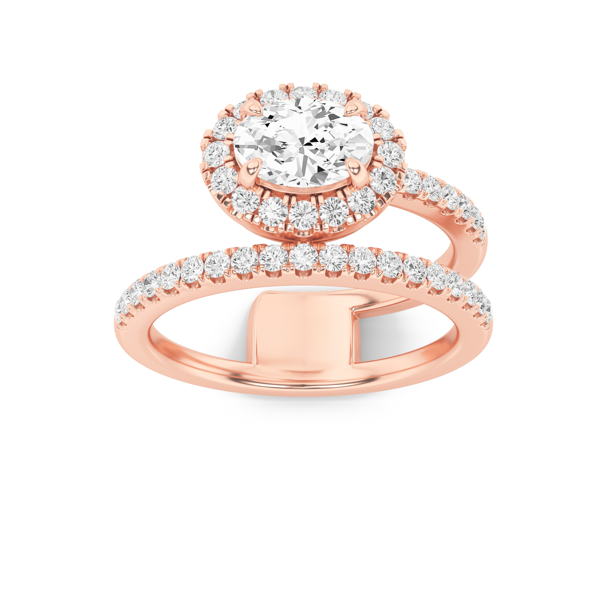 1.00 CT Oval Diamond Ring in 14K Rose Gold
