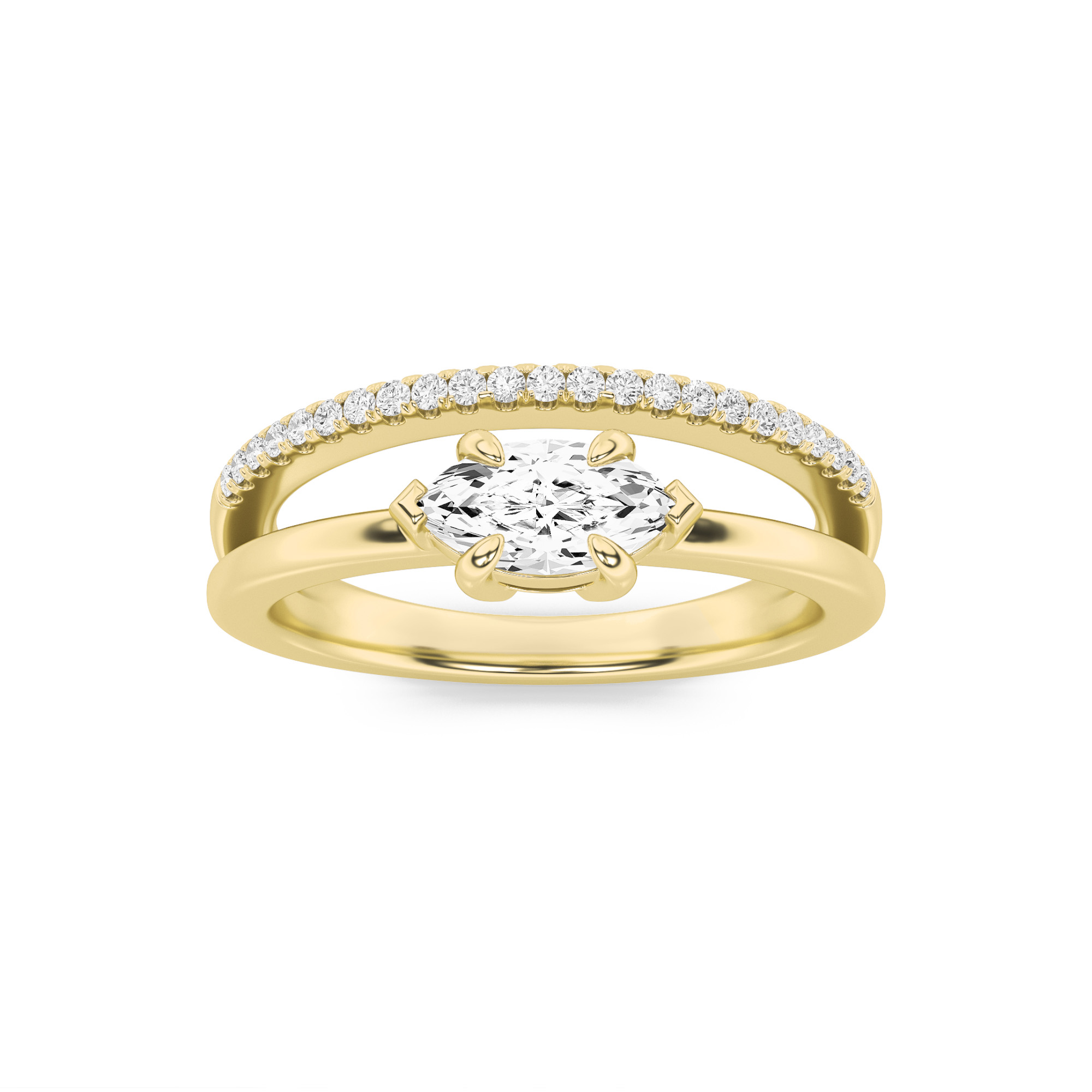 0.50 CT Marquise Diamond Ring in 10K Yellow Gold