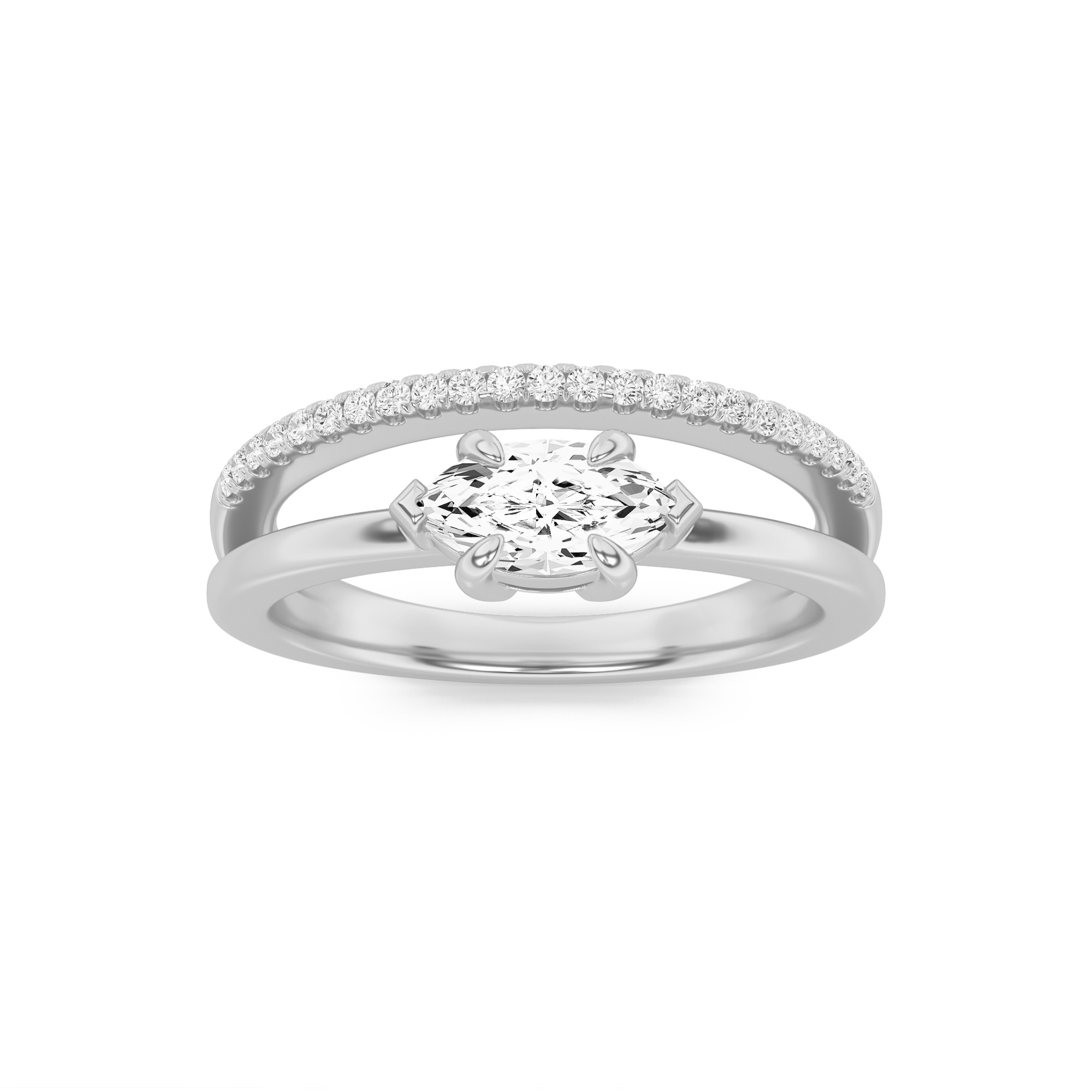 0.50 CT Marquise Diamond Ring in 14K White Gold
