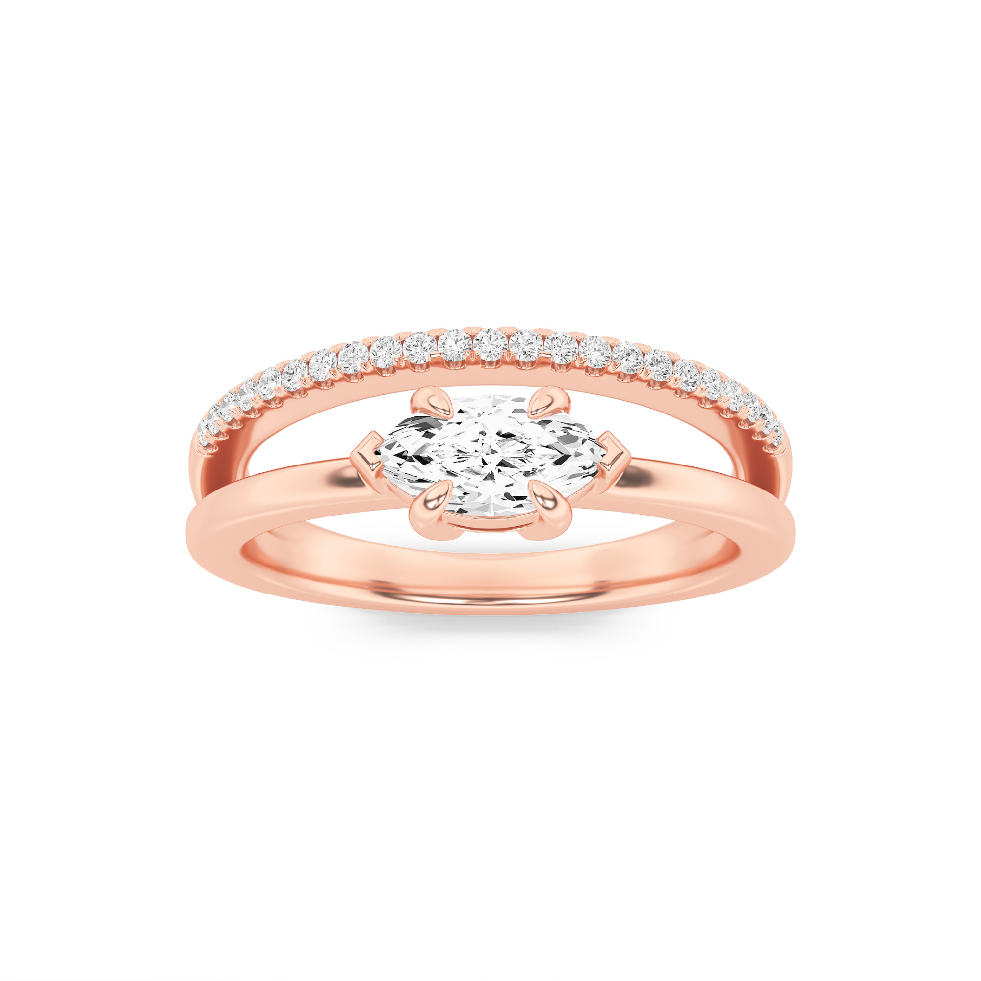 0.50 CT Marquise Diamond Ring in 14K Rose Gold