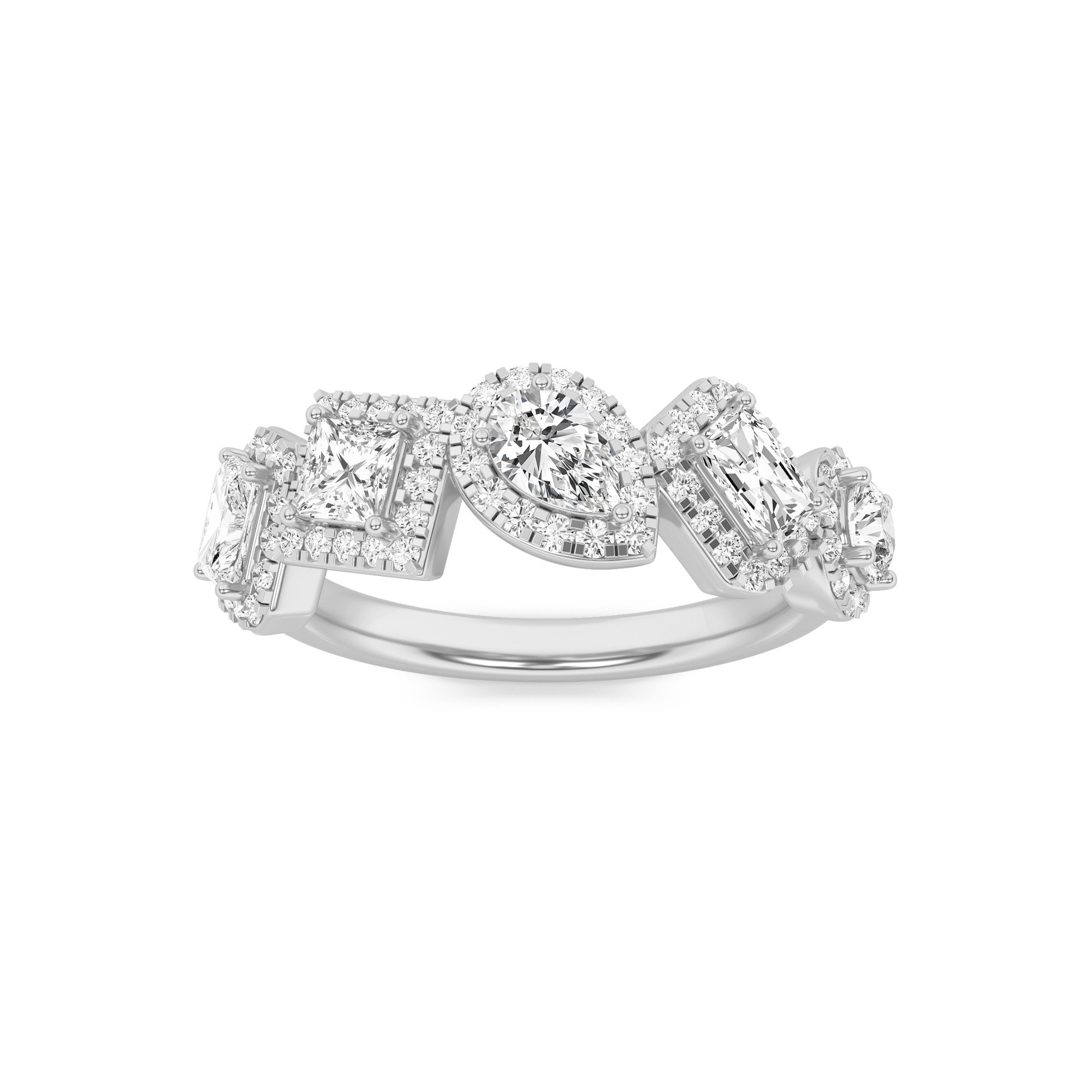 1.33 CT Princess Diamond Ring in 14K White Gold