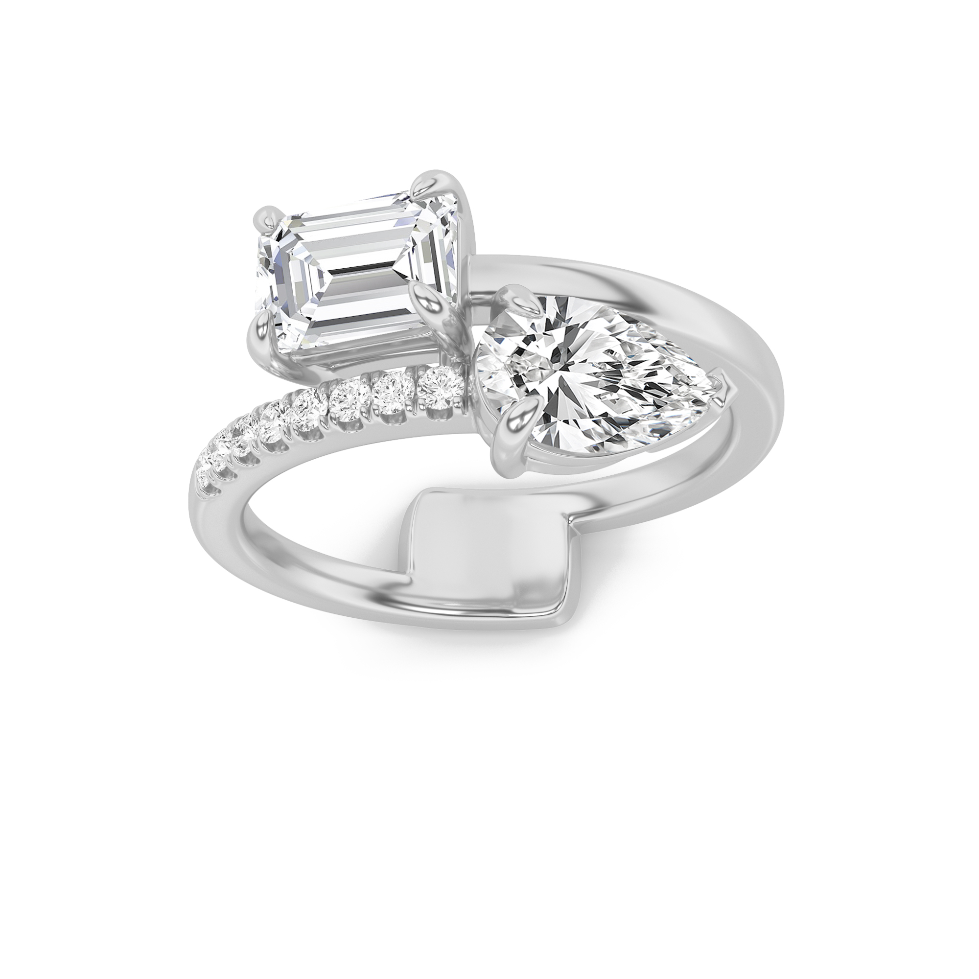 1.50 CT Pear Diamond Ring in 14K White Gold