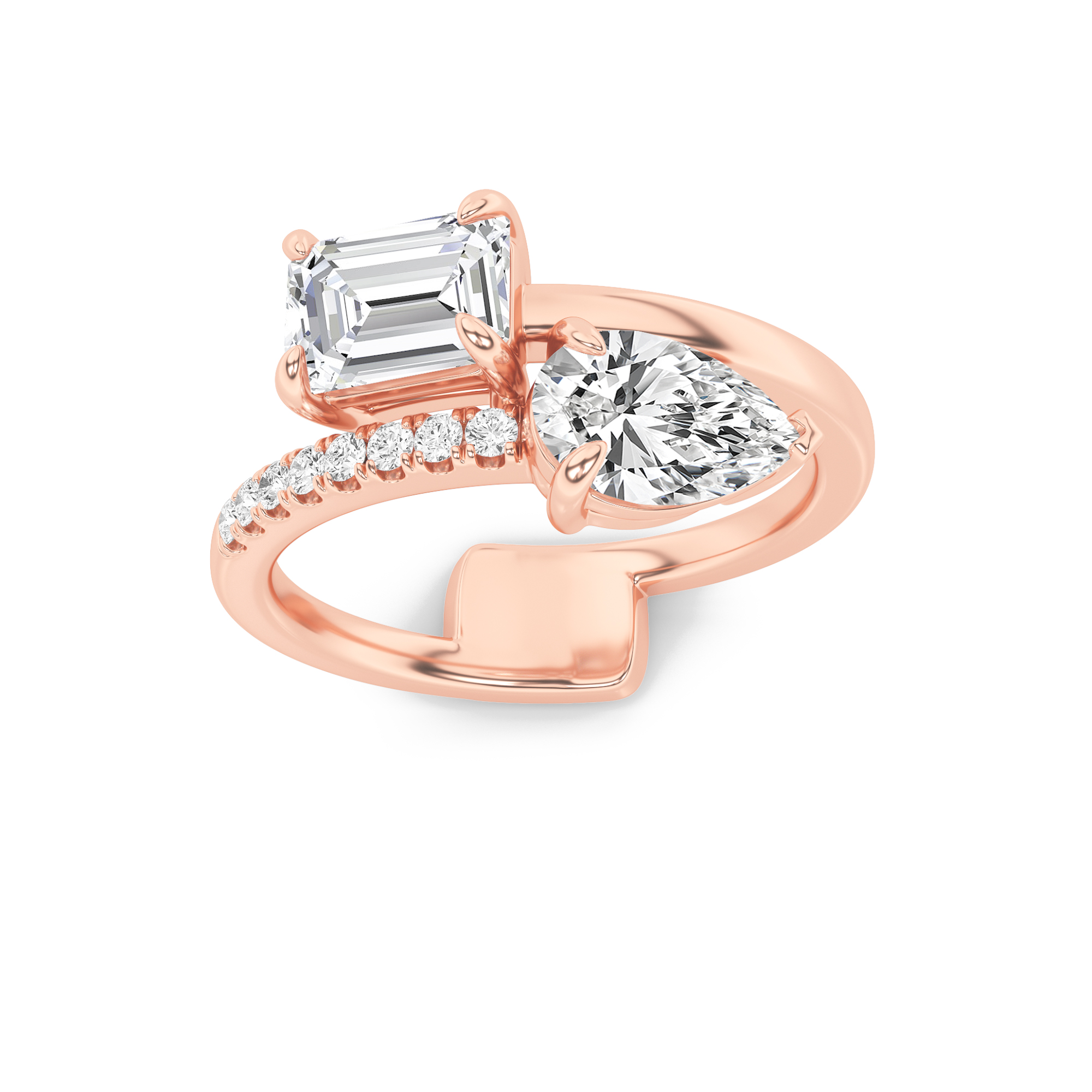 1.50 CT Pear Diamond Ring in 14K Rose Gold