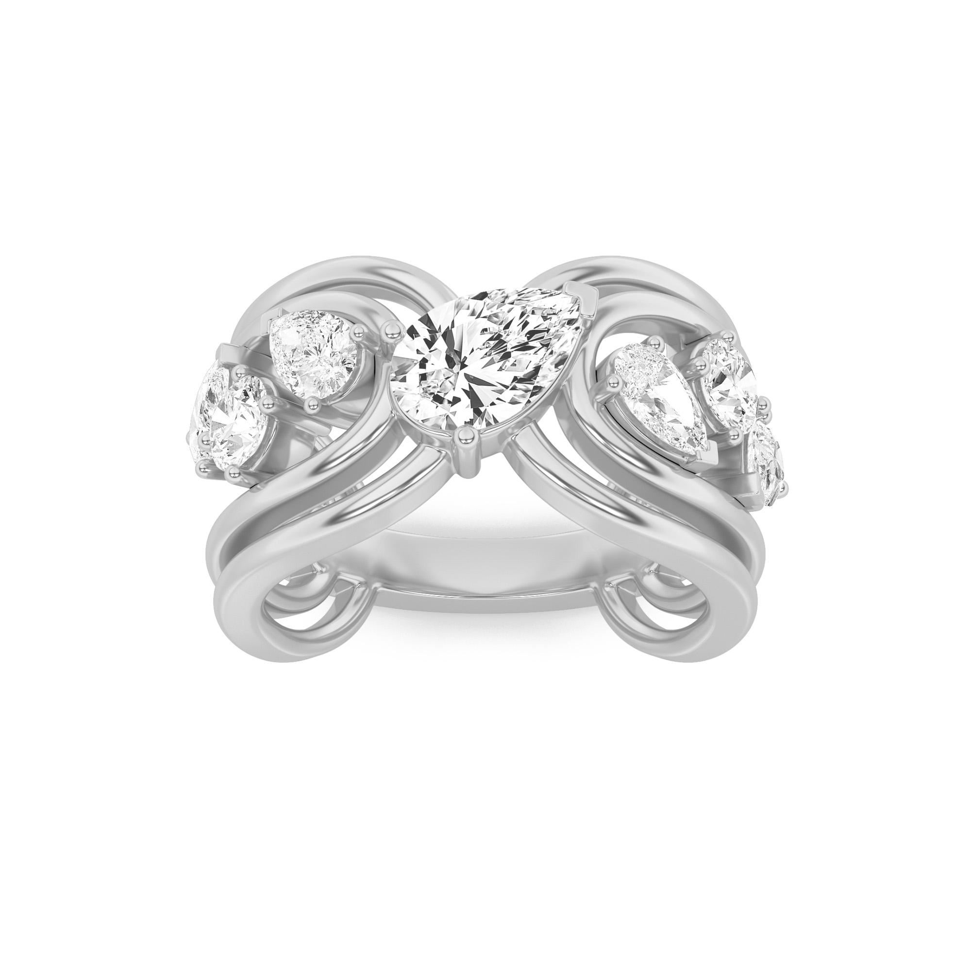 2.00 CT Pear Diamond Ring in 14K White Gold