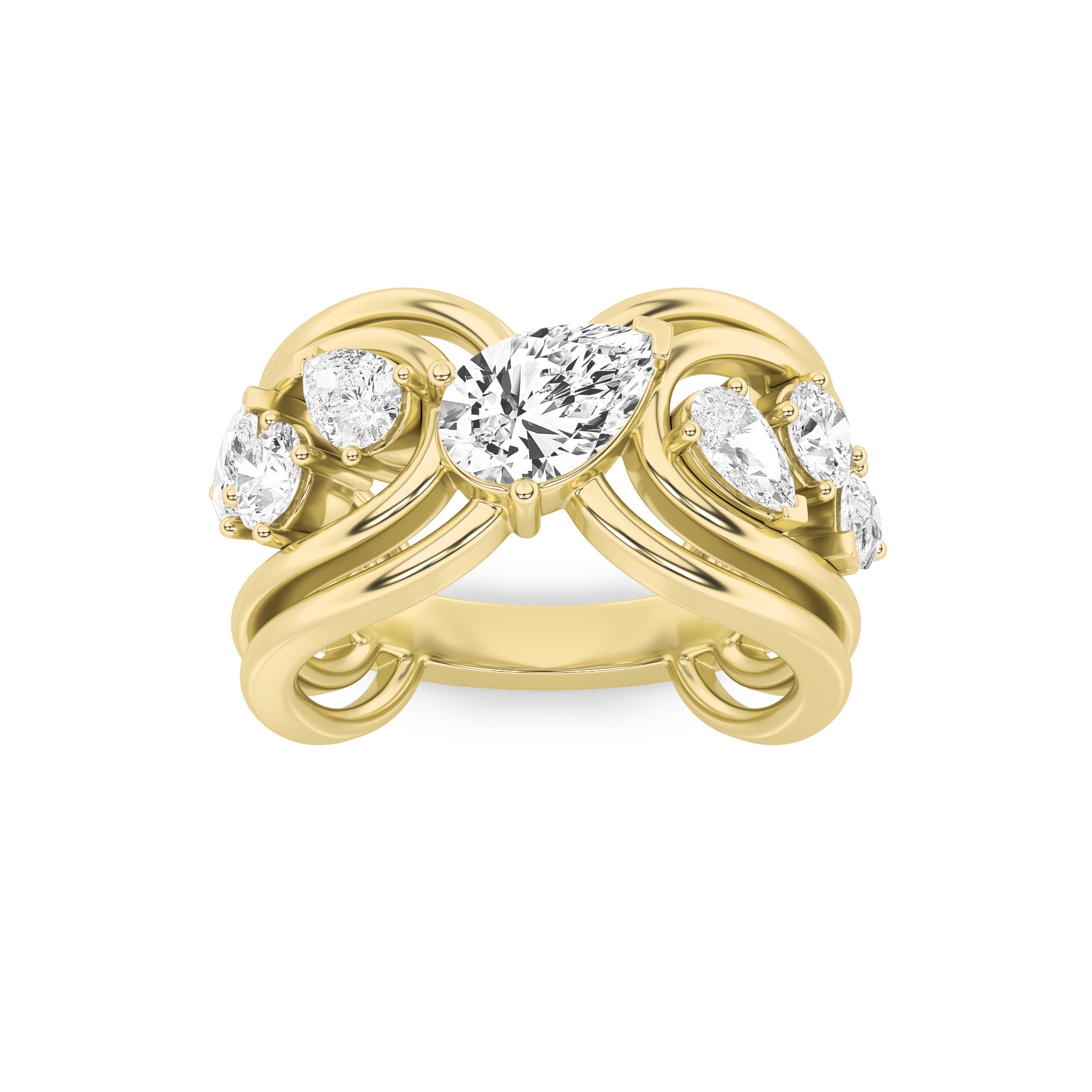 2.00 CT Pear Diamond Ring in 14K Yellow Gold