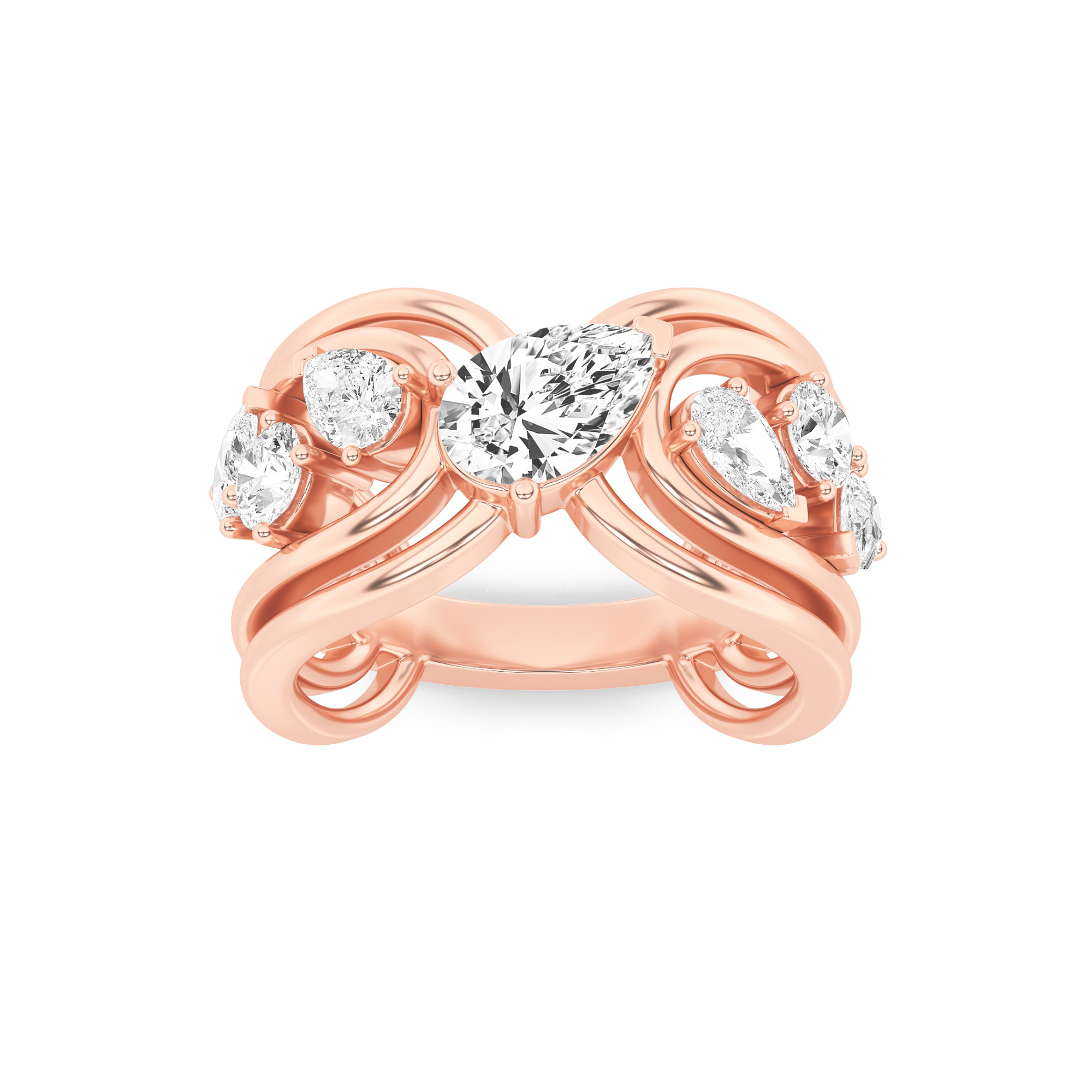 2.00 CT Pear Diamond Ring in 14K Rose Gold