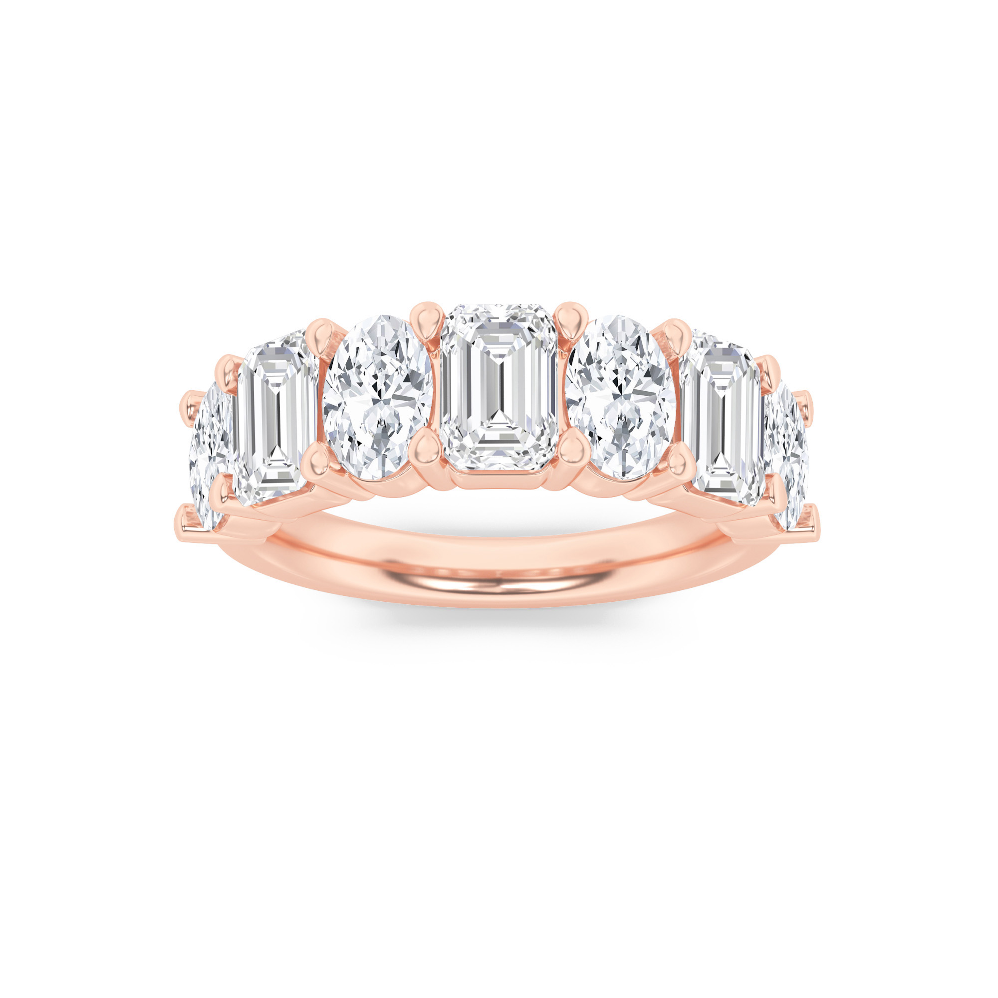 3.00 CT Emerald Diamond Ring in 14K Rose Gold