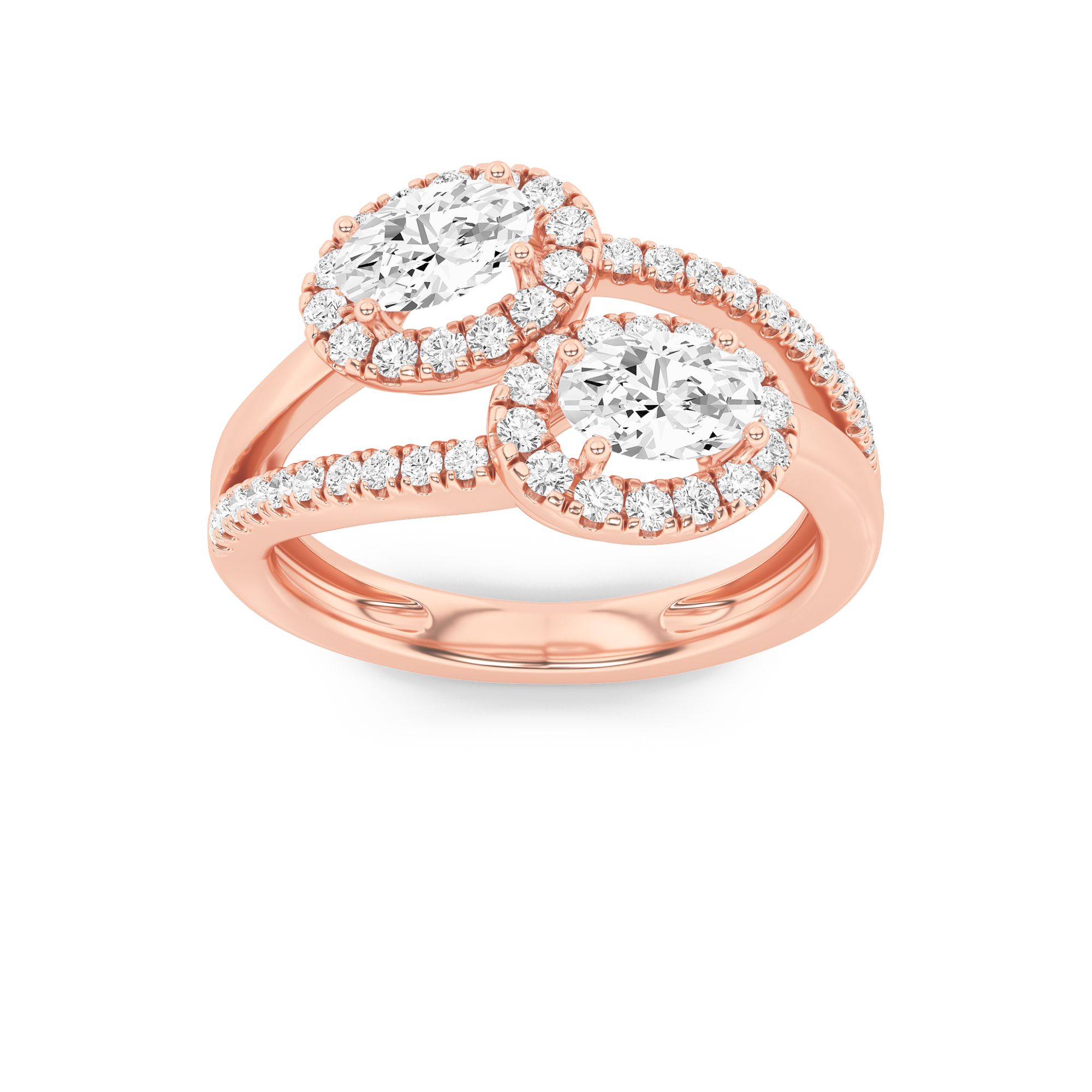 1.00 CT Oval Diamond Ring in 14K Rose Gold