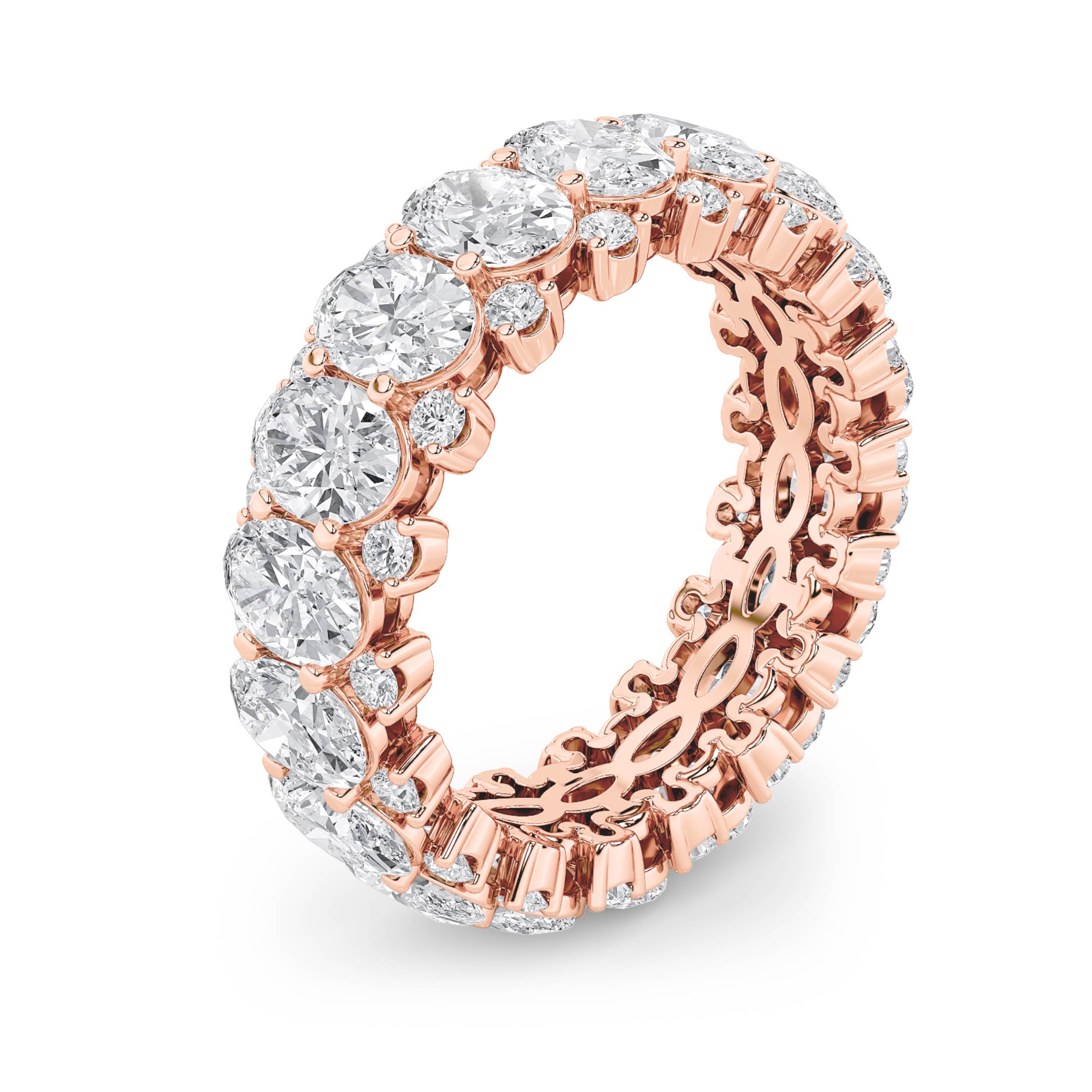 6.75 CT Oval Diamond Ring in 14K Rose Gold