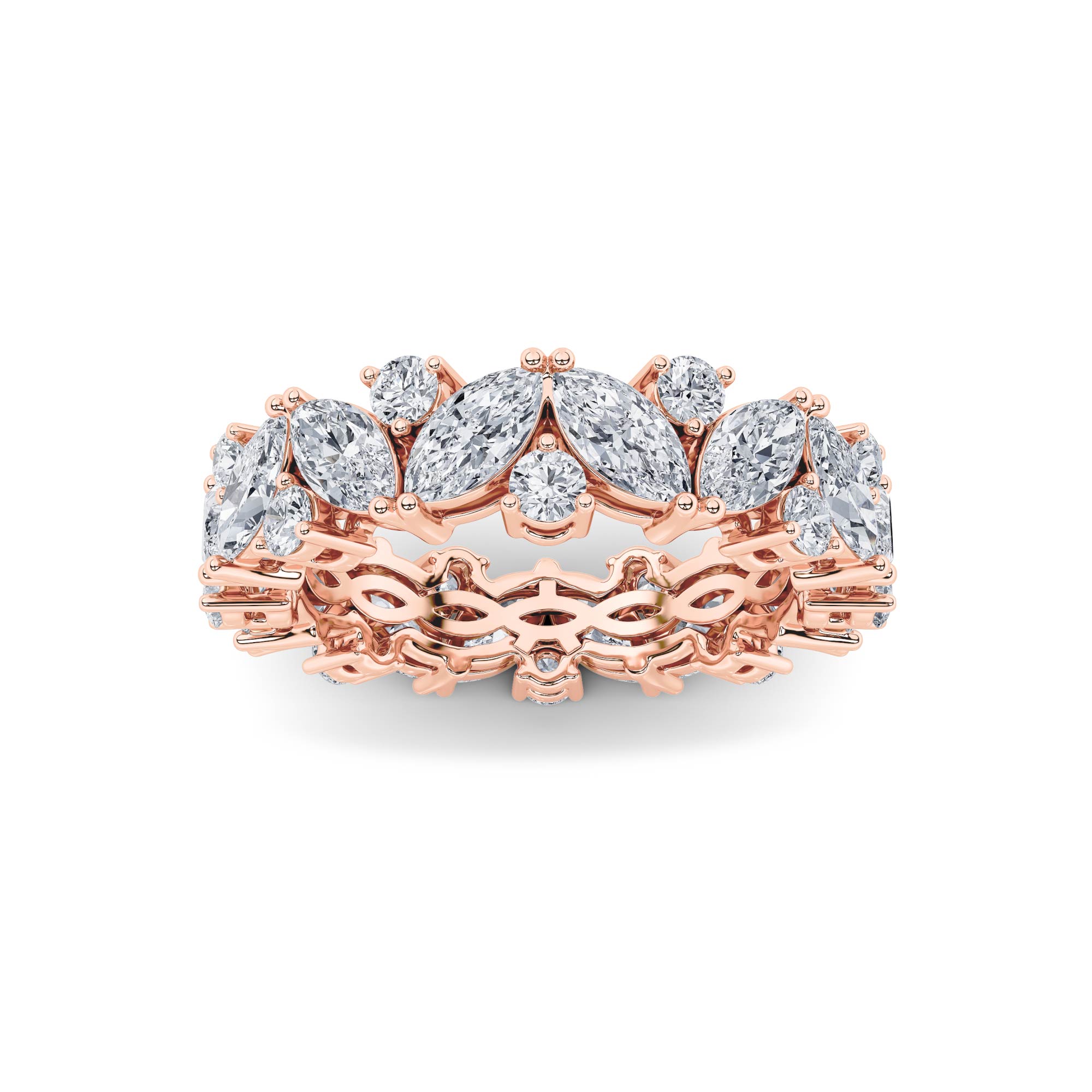 3.00 CT Marquise Diamond Ring in 14K Rose Gold