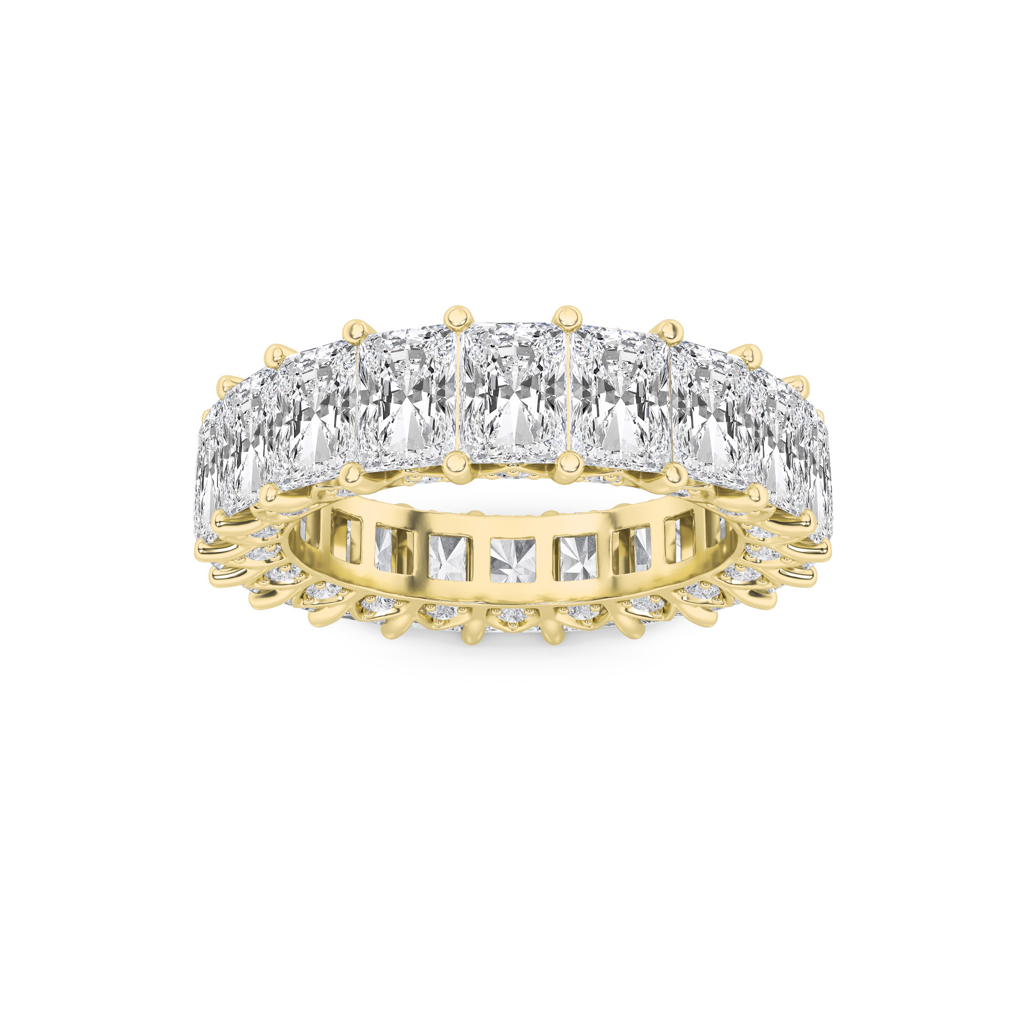 9Cttw Emerald Shaped Lab Grown Diamond (F/VS) Eternity Band Ring in 14K Gold