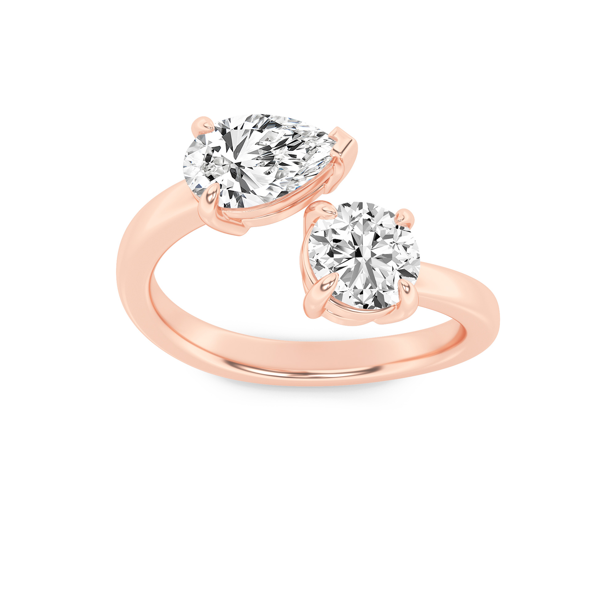 1.50 CT Pear Diamond Ring in 14K Rose Gold