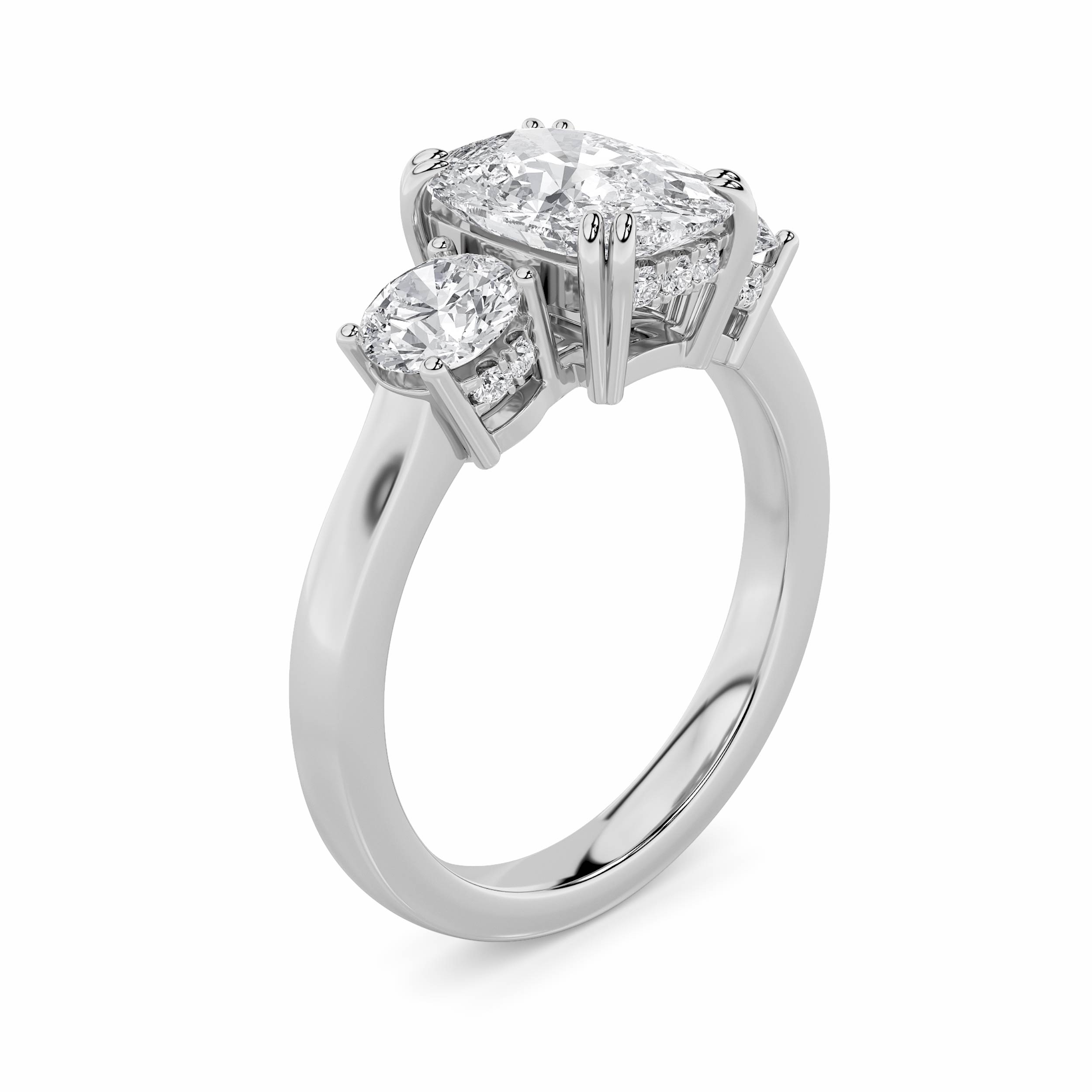 3.00 CT Cushion Diamond Ring in 14K White Gold