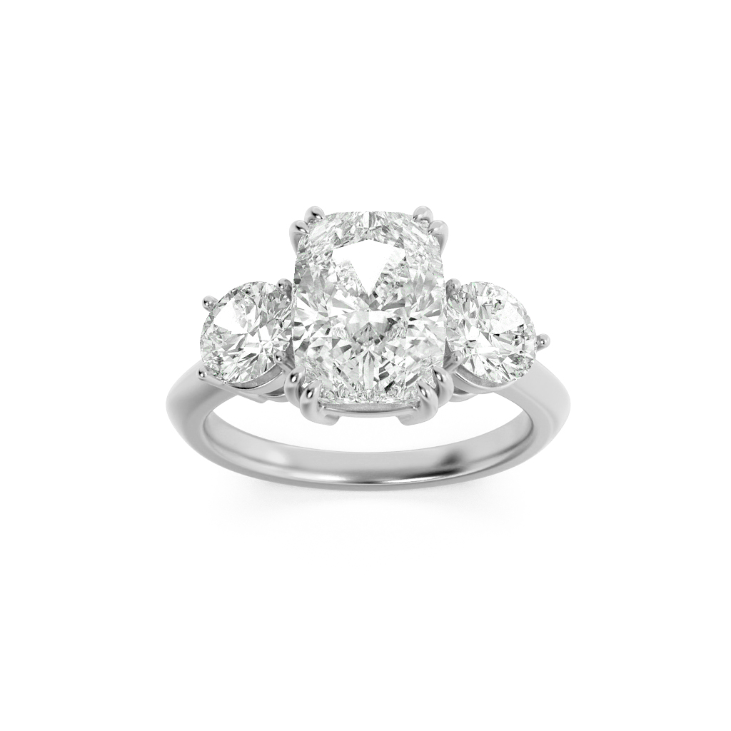 3.00 CT Cushion Diamond Ring in 14K White Gold