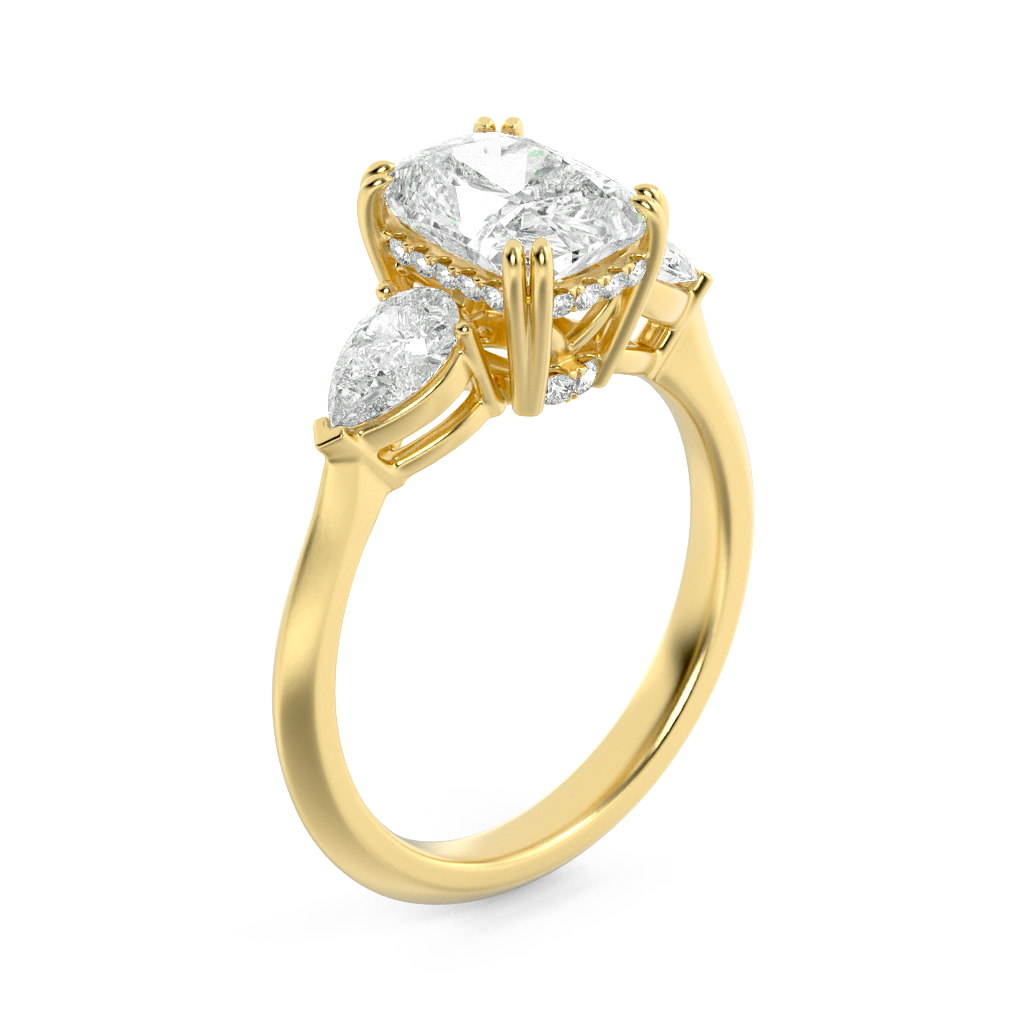 3.00 CT Cushion Diamond Ring in 14K Yellow Gold
