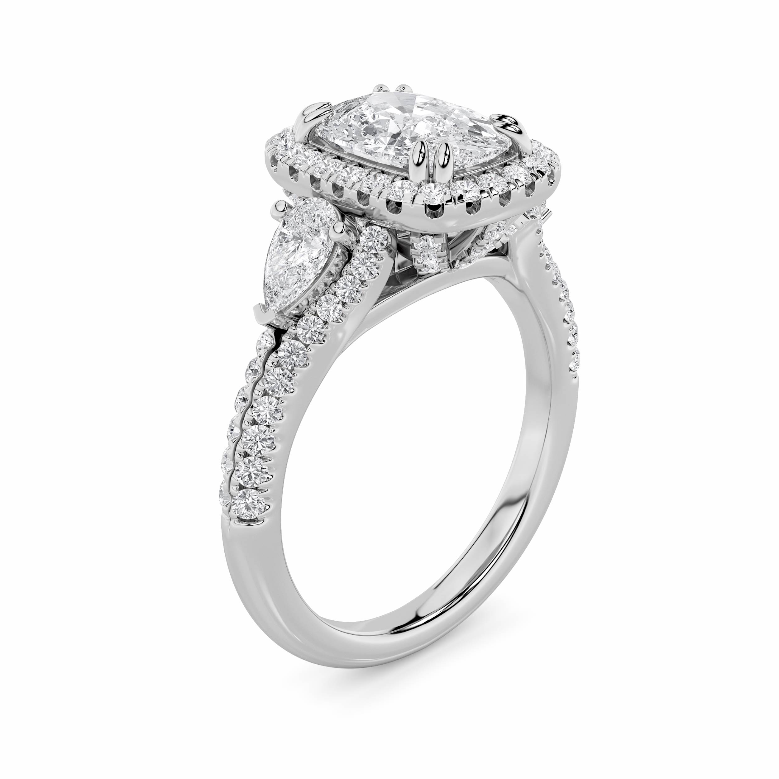 3.00 CT Cushion Diamond Ring in 14K White Gold