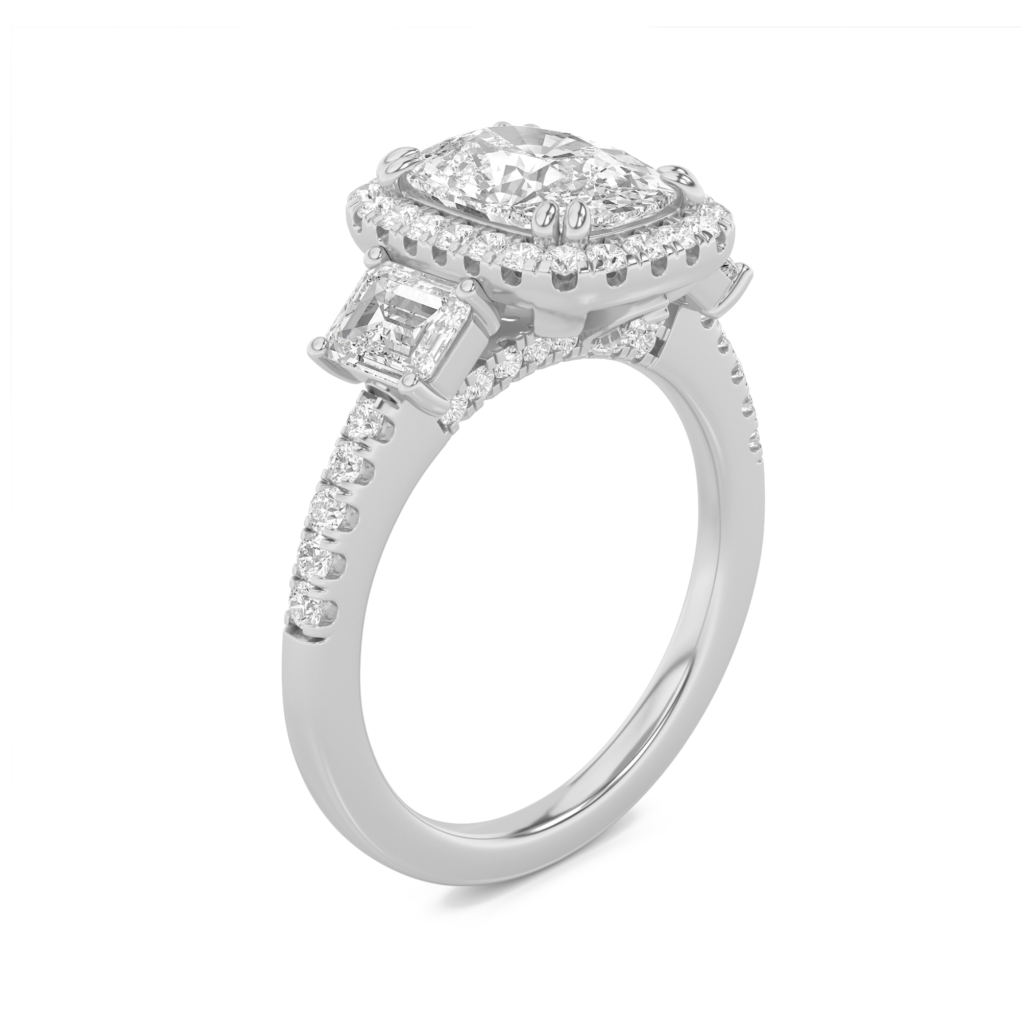3.00 CT Cushion Diamond Ring in 14K White Gold