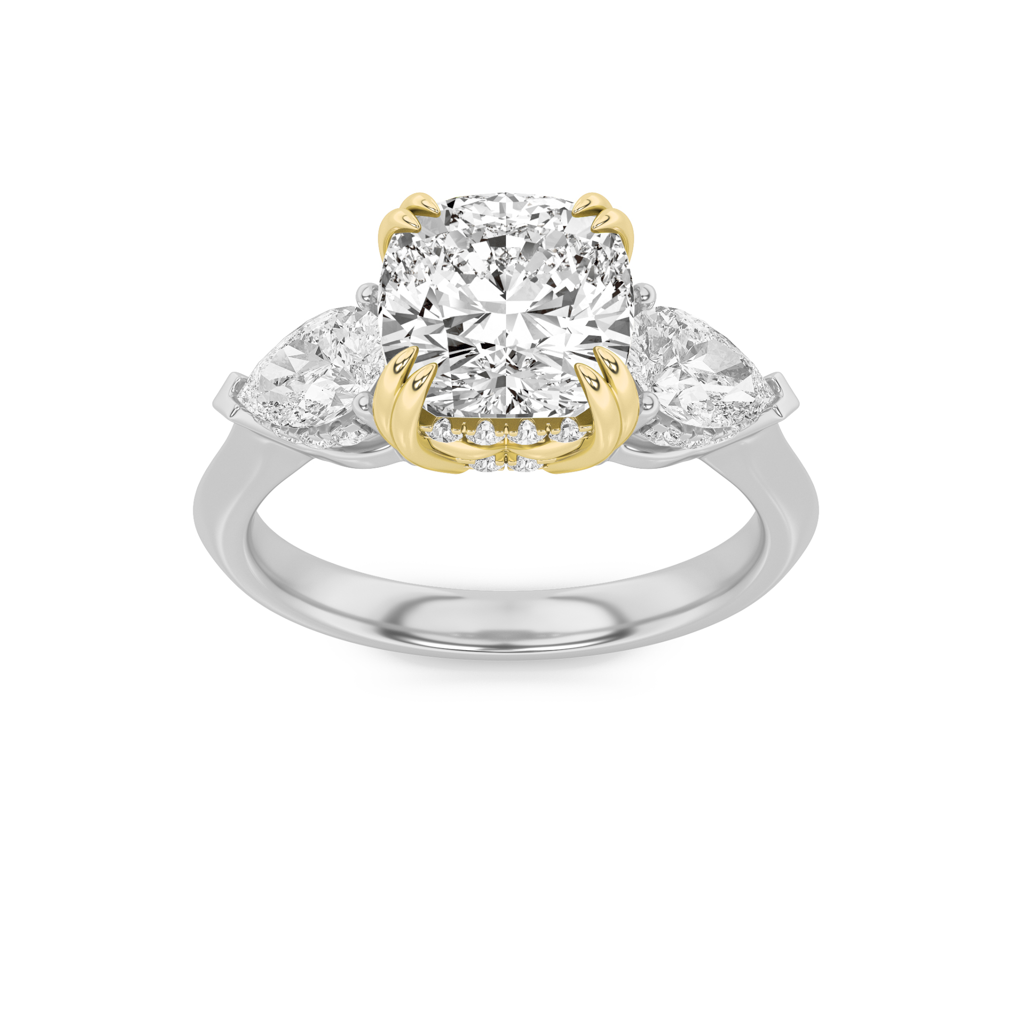 3.00 CT Cushion Diamond Ring in 14K White Gold|14K Yellow Gold