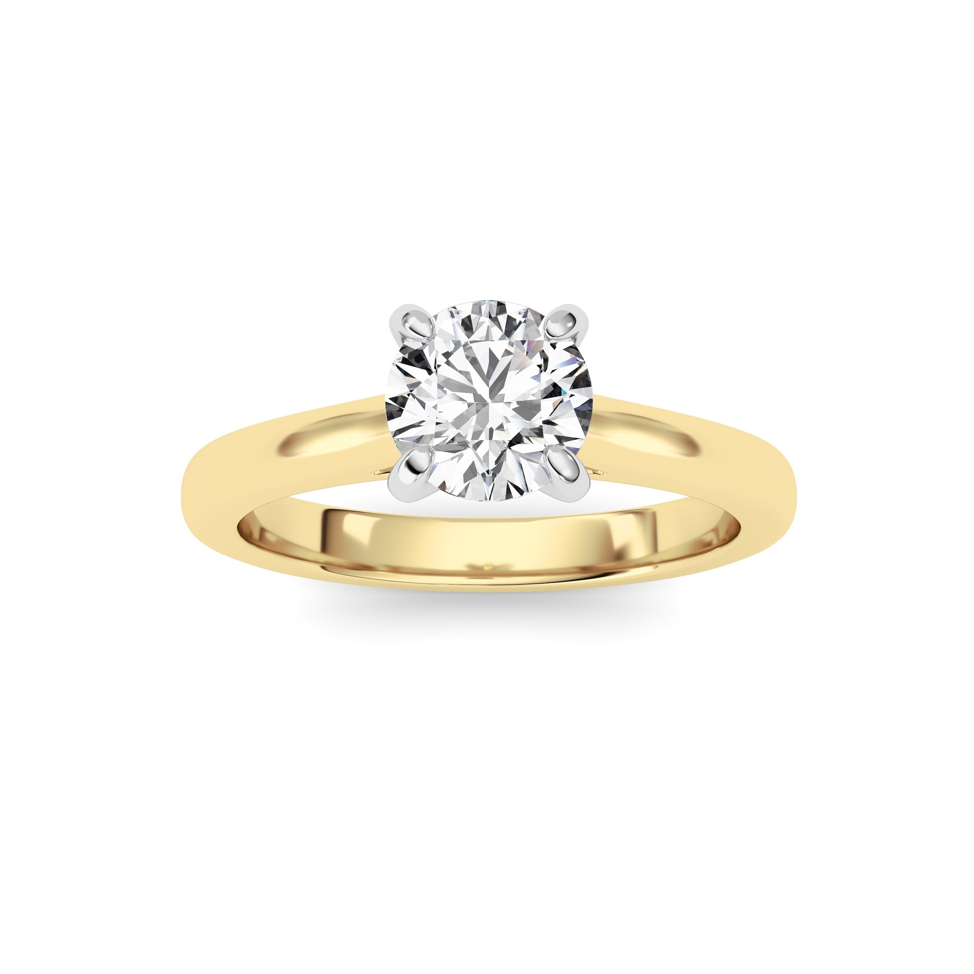 0.75 CT Round Diamond Ring in 14K Yellow Gold|14K White Gold