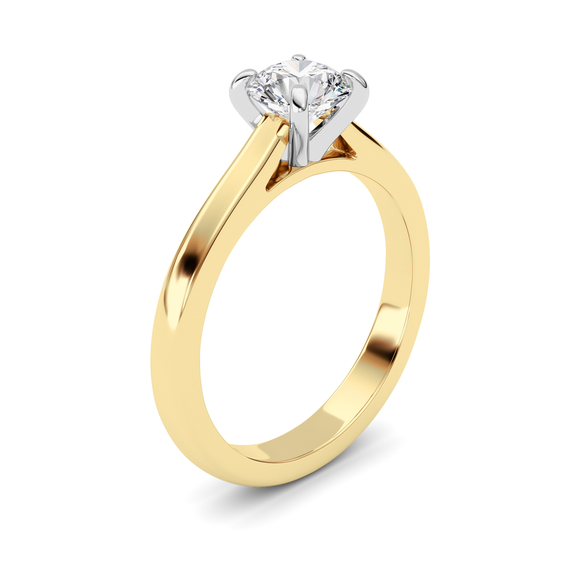 1.50 CT Round Diamond Ring in 14K Yellow Gold|14K White Gold