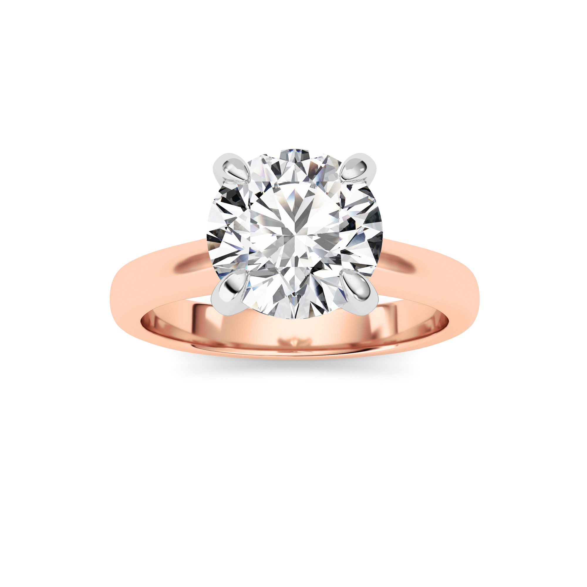 2.00 CT Round Diamond Ring in 14K Rose Gold|14K White Gold