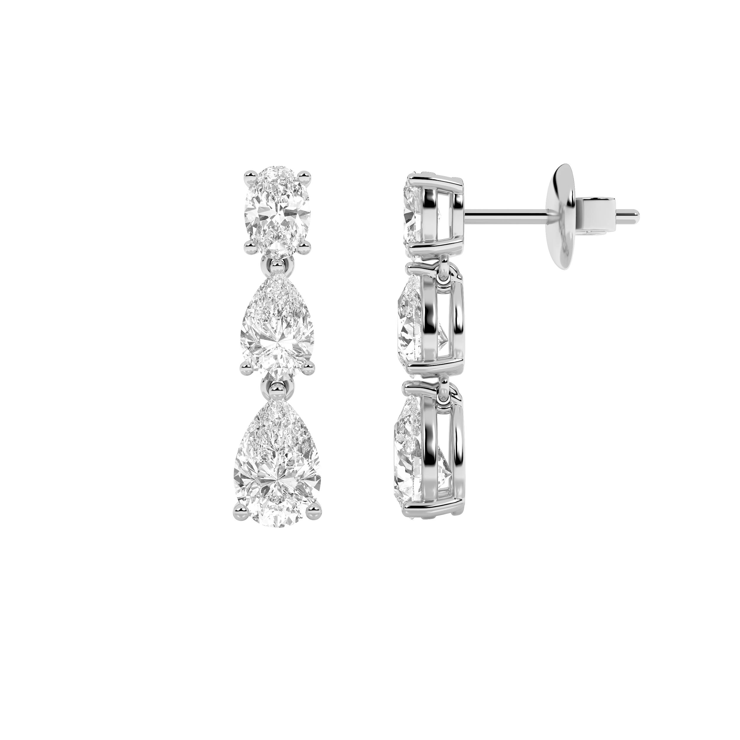 5.00 CT Pear Diamond Earring in 14K White Gold