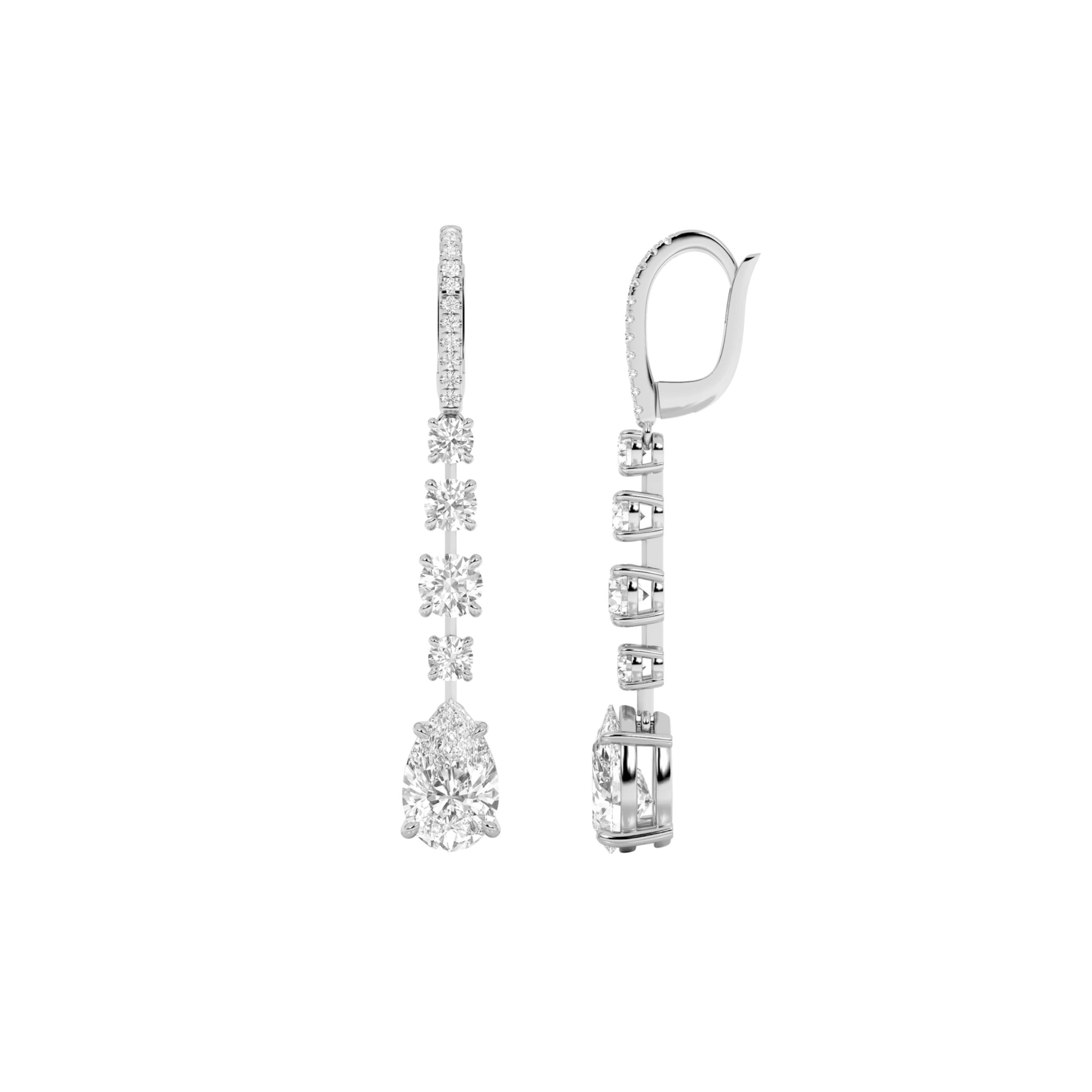 4.50 CT Pear Diamond Earring in 14K White Gold