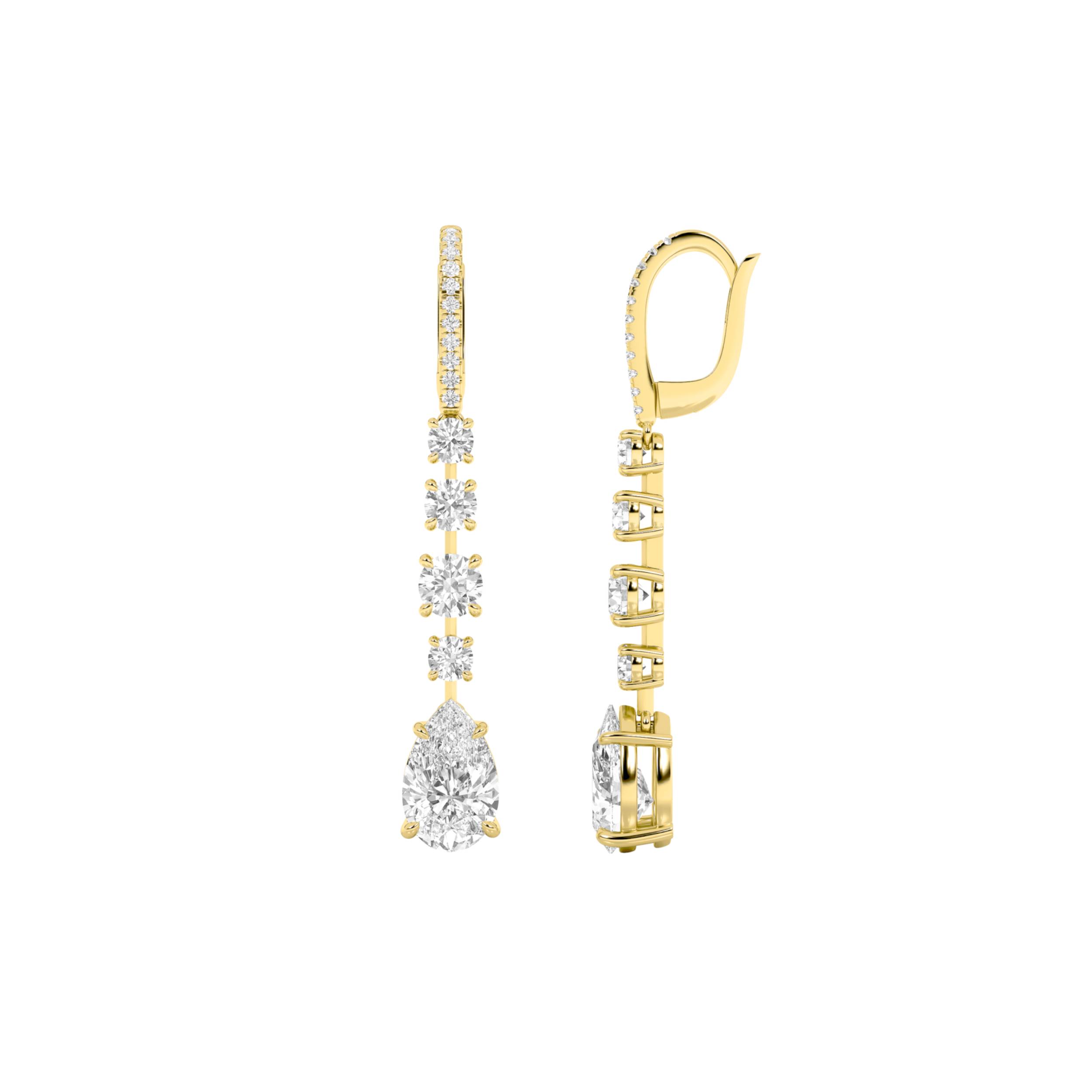 4.50 CT Pear Diamond Earring in 14K Yellow Gold