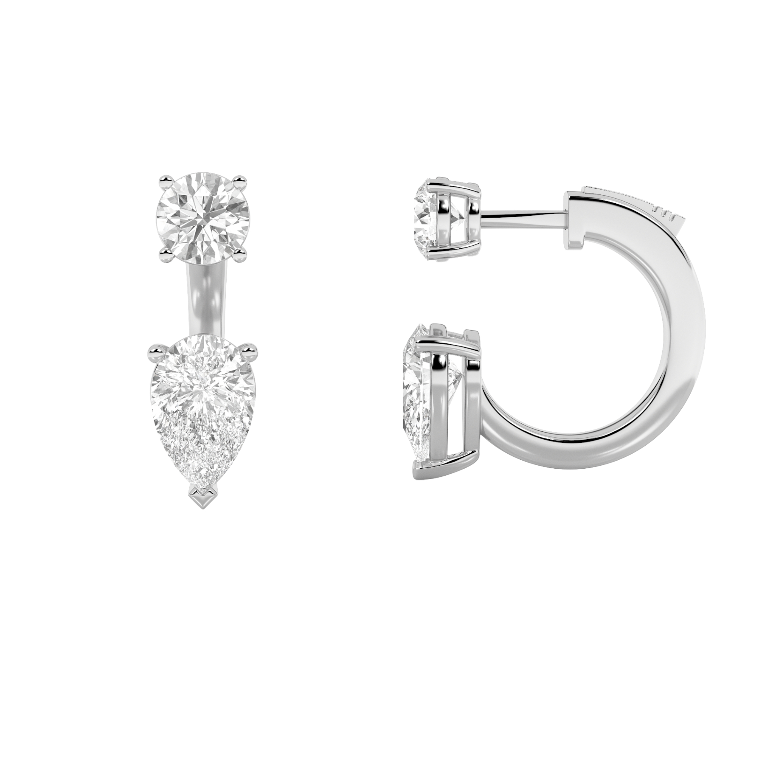 3.50 CT Pear Diamond Earring in 14K White Gold