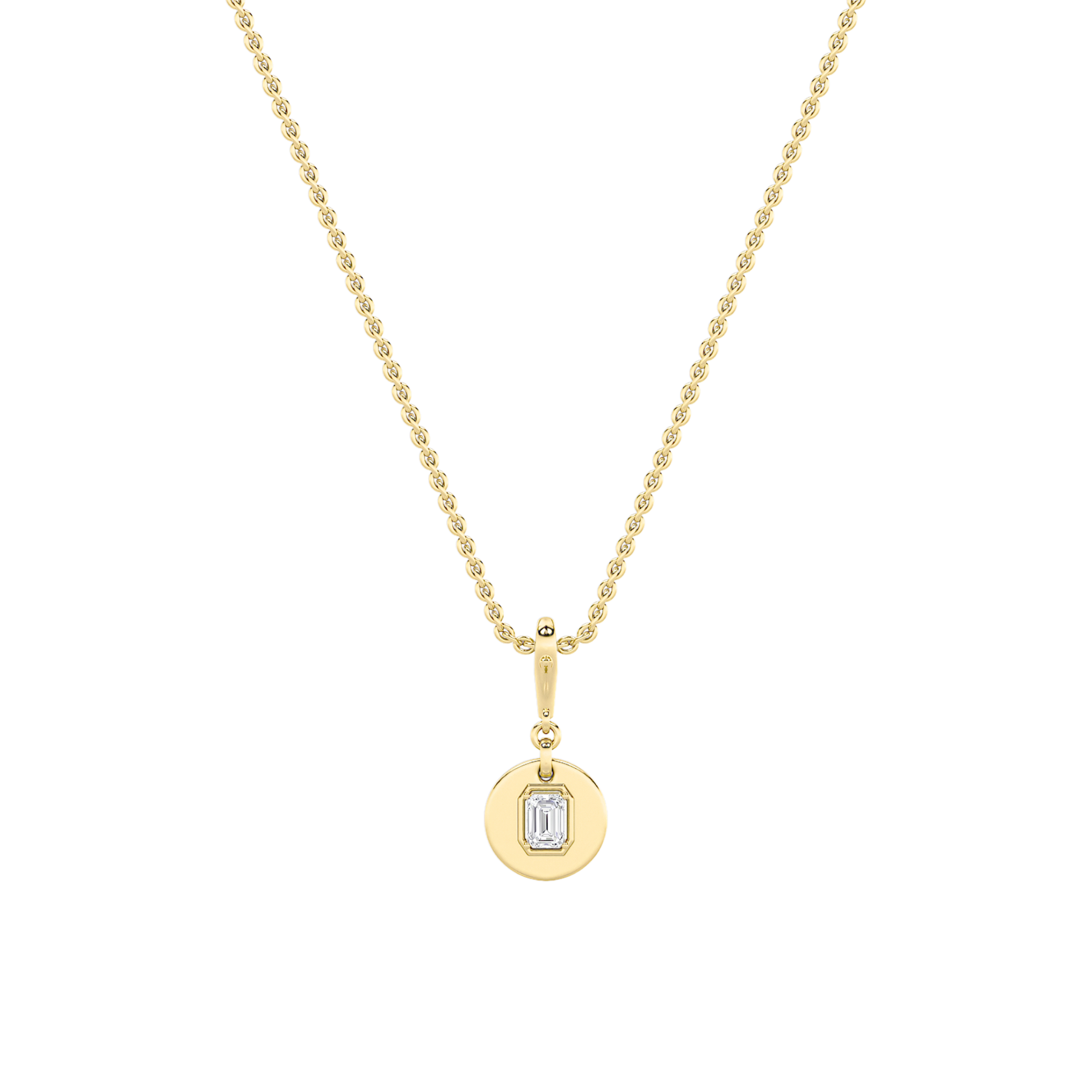 1.00 CT Emerald Diamond Necklace in 14K Yellow Gold