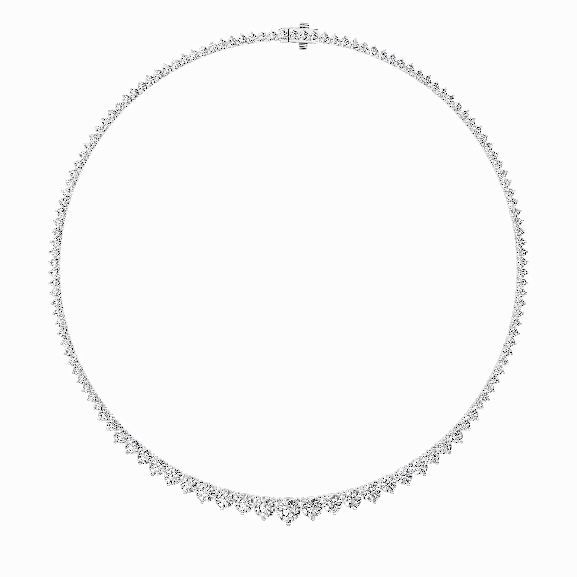 10Cttw Round Shaped Lab Grown Diamond (F/VS) Three Prong Graduating Necklace in 14K Gold