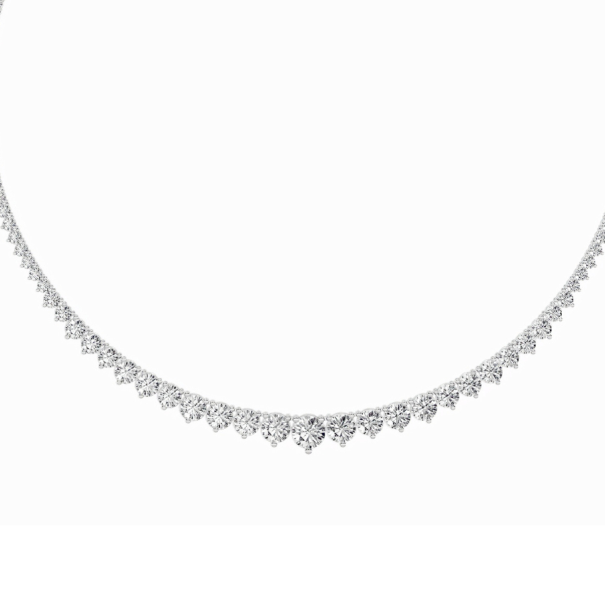 15Cttw Round Shaped Lab Grown Diamond (F/VS) Three Prong Graduating Necklace in 14K Gold