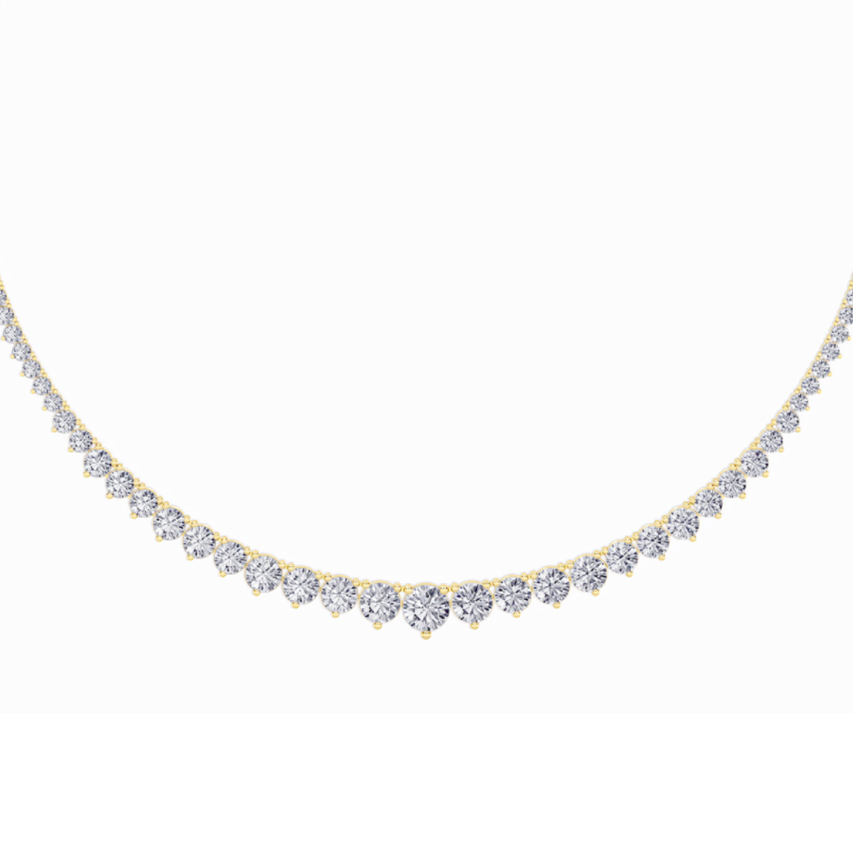15.00 CT Round Diamond Necklace in 14K Yellow Gold