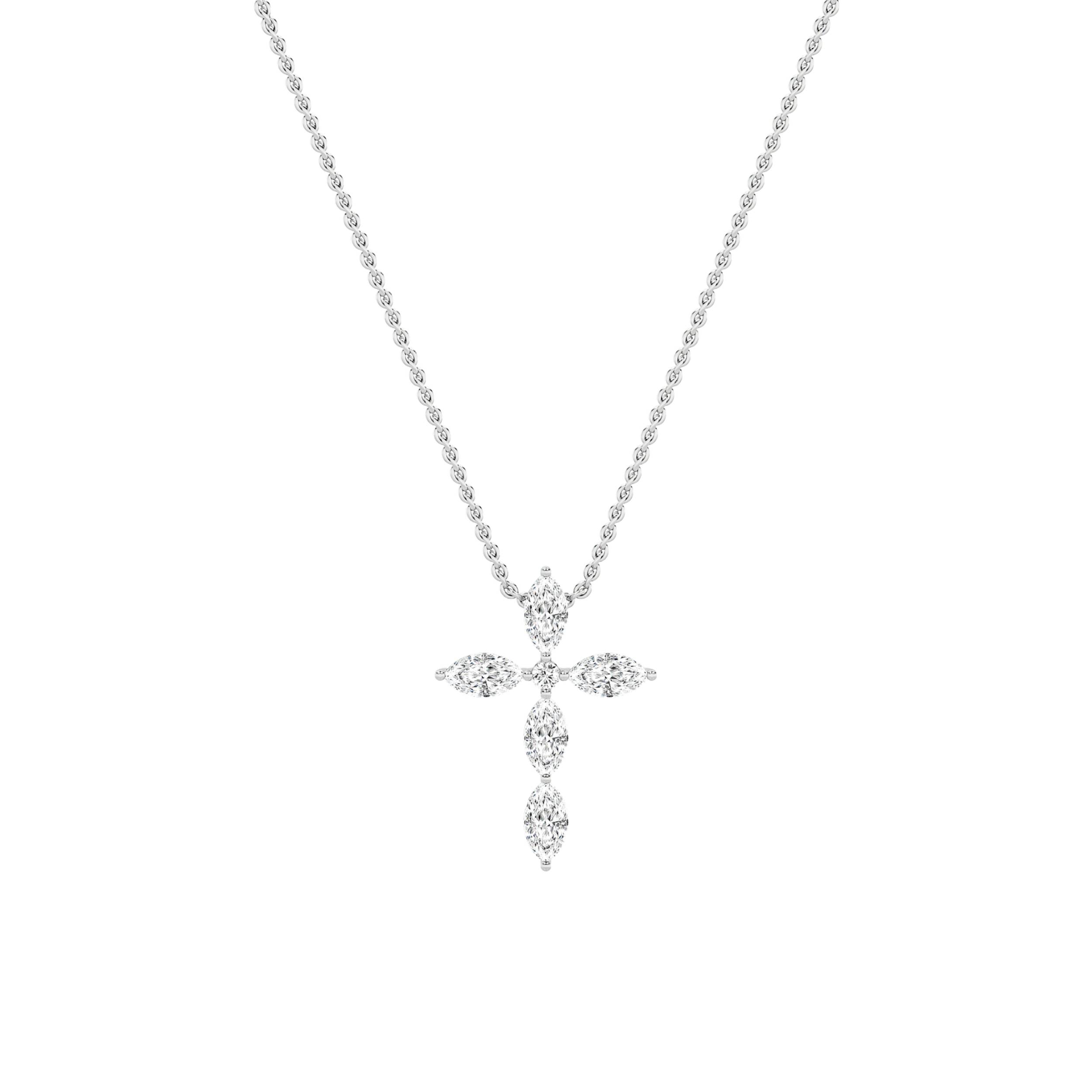 2.00 CT Marquise Diamond Necklace in 14K White Gold