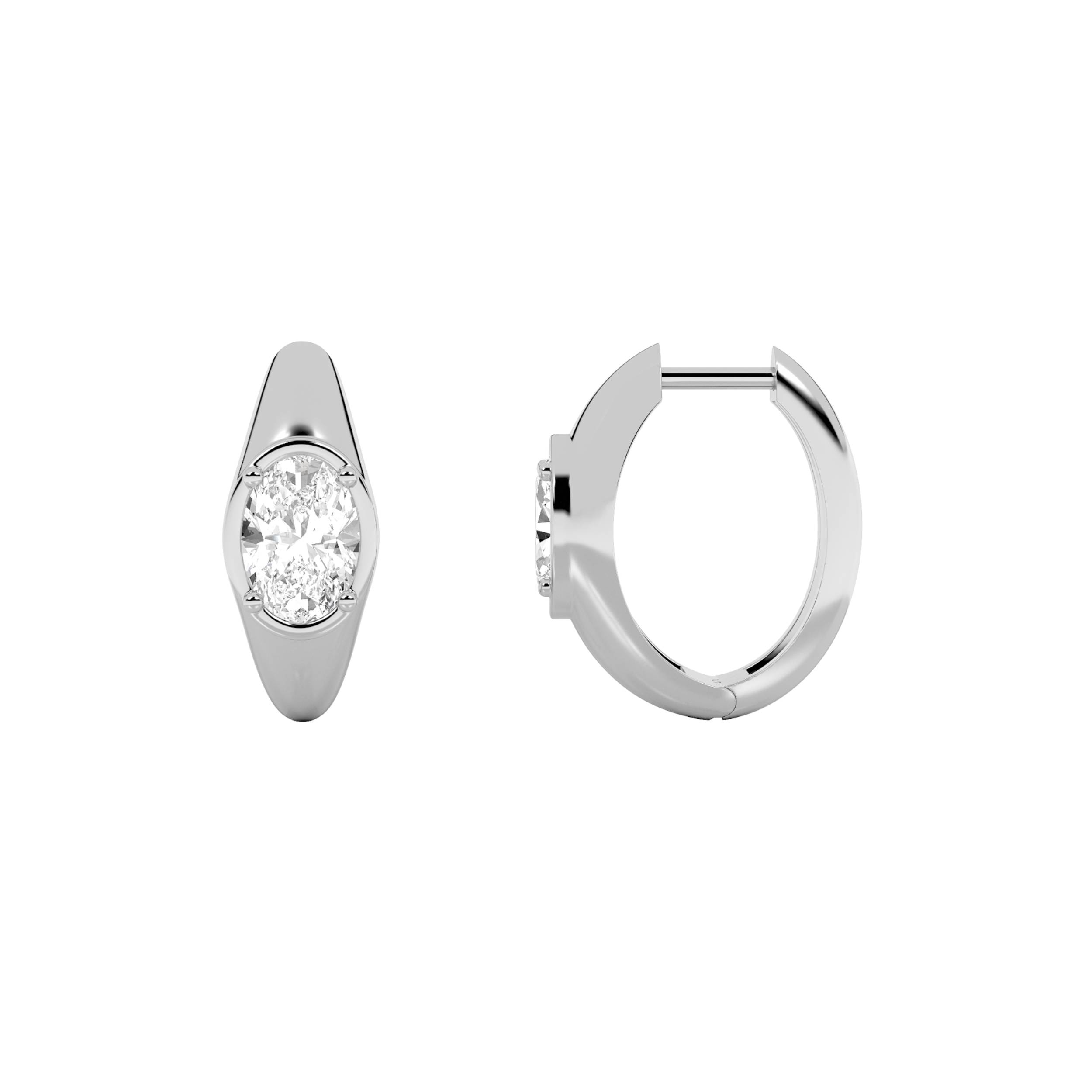 2.00 CT Oval Diamond Earring in 14K White Gold