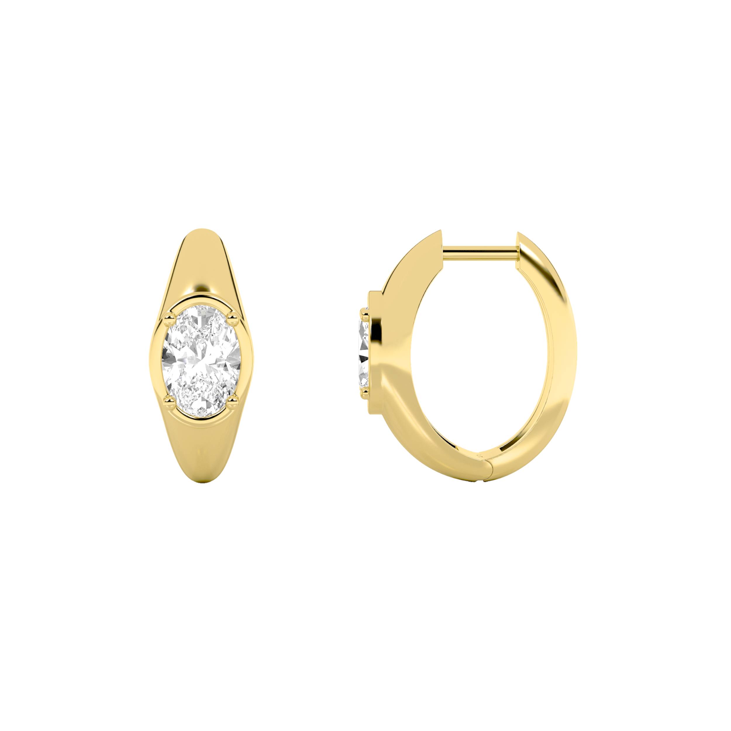 2.00 CT Oval Diamond Earring in 14K Yellow Gold