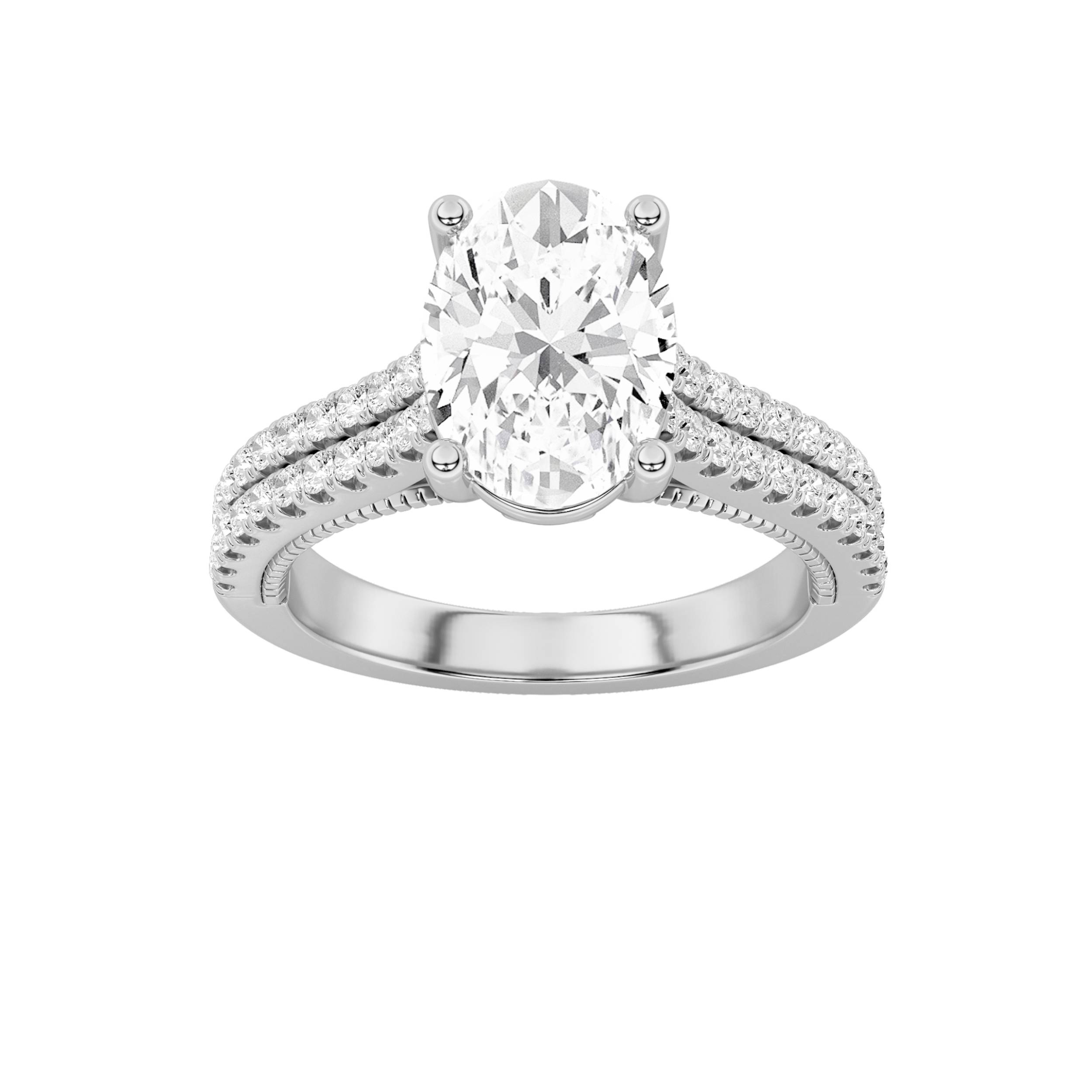 2.00 CT Oval Diamond Ring in 14K White Gold