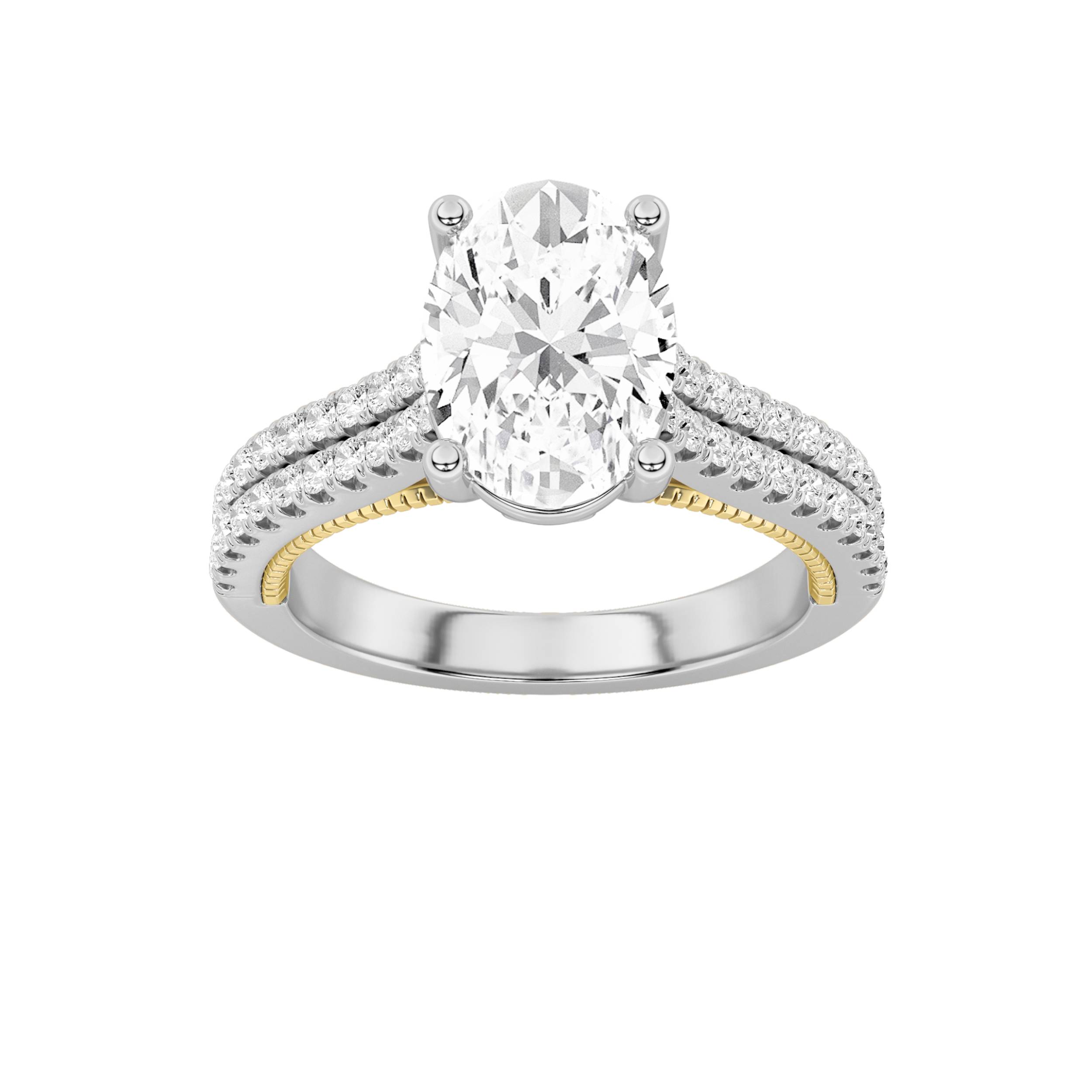 2.00 CT Oval Diamond Ring in 14K White Gold|14K Yellow Gold