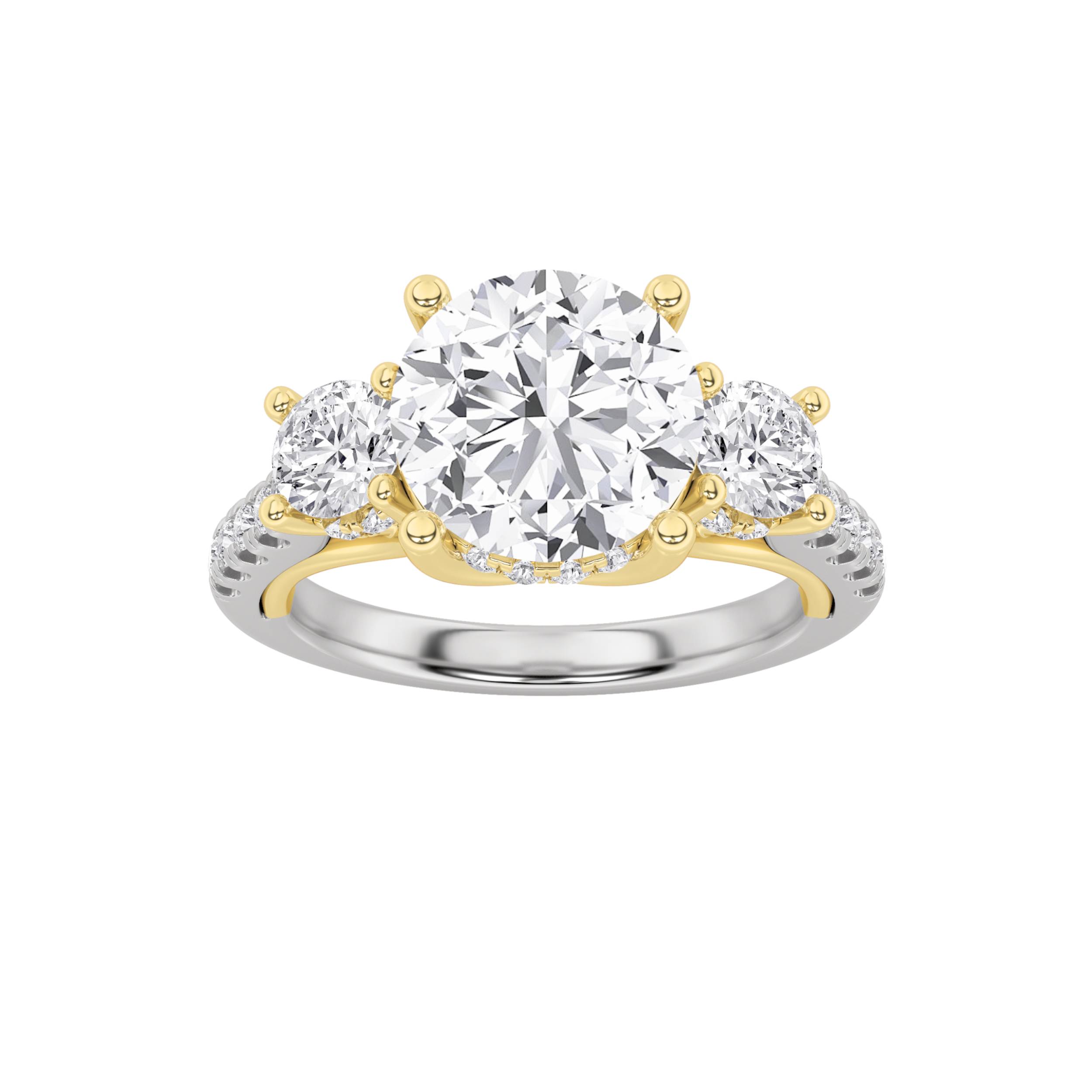 3.00 CT Round Diamond Ring in 14K White Gold|14K Yellow Gold
