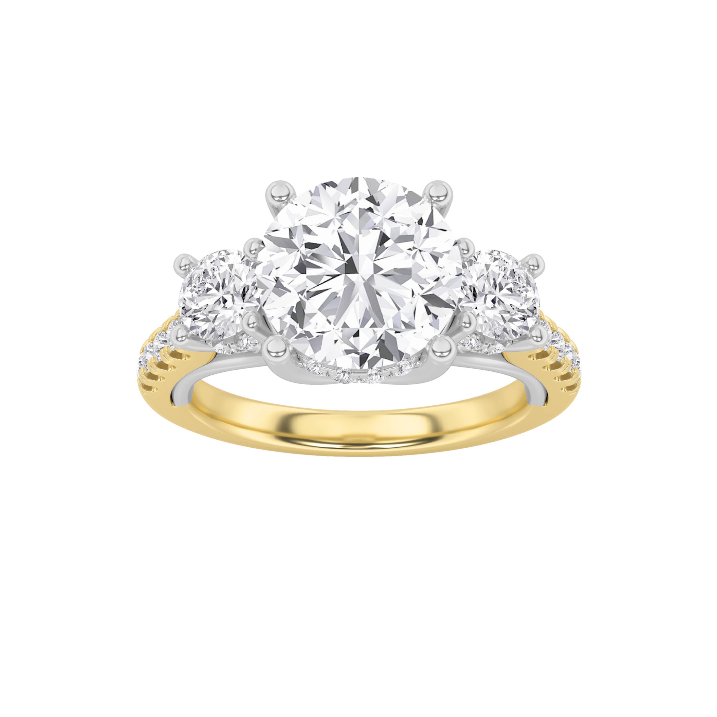 3.00 CT Round Diamond Ring in 14K Yellow Gold|14K White Gold