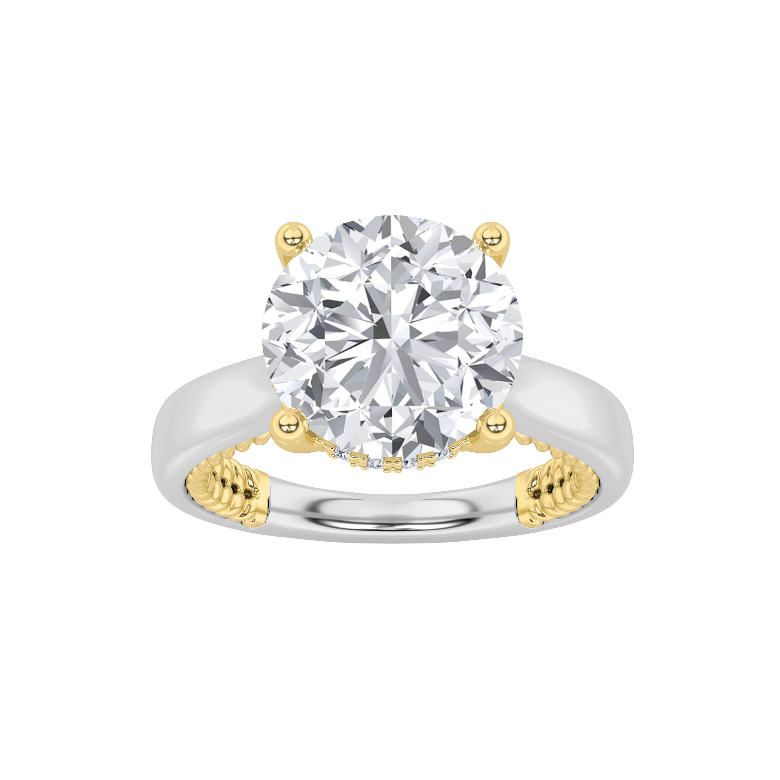 3.50 CT Round Diamond Ring in 14K White Gold|14K Yellow Gold