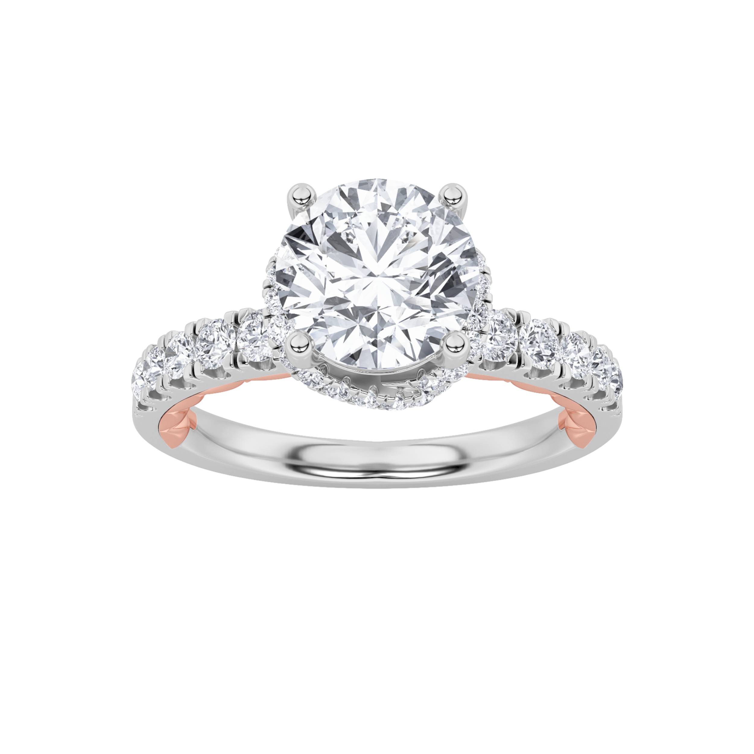 2.00 CT Round Diamond Ring in 14K White Gold|14K Rose Gold
