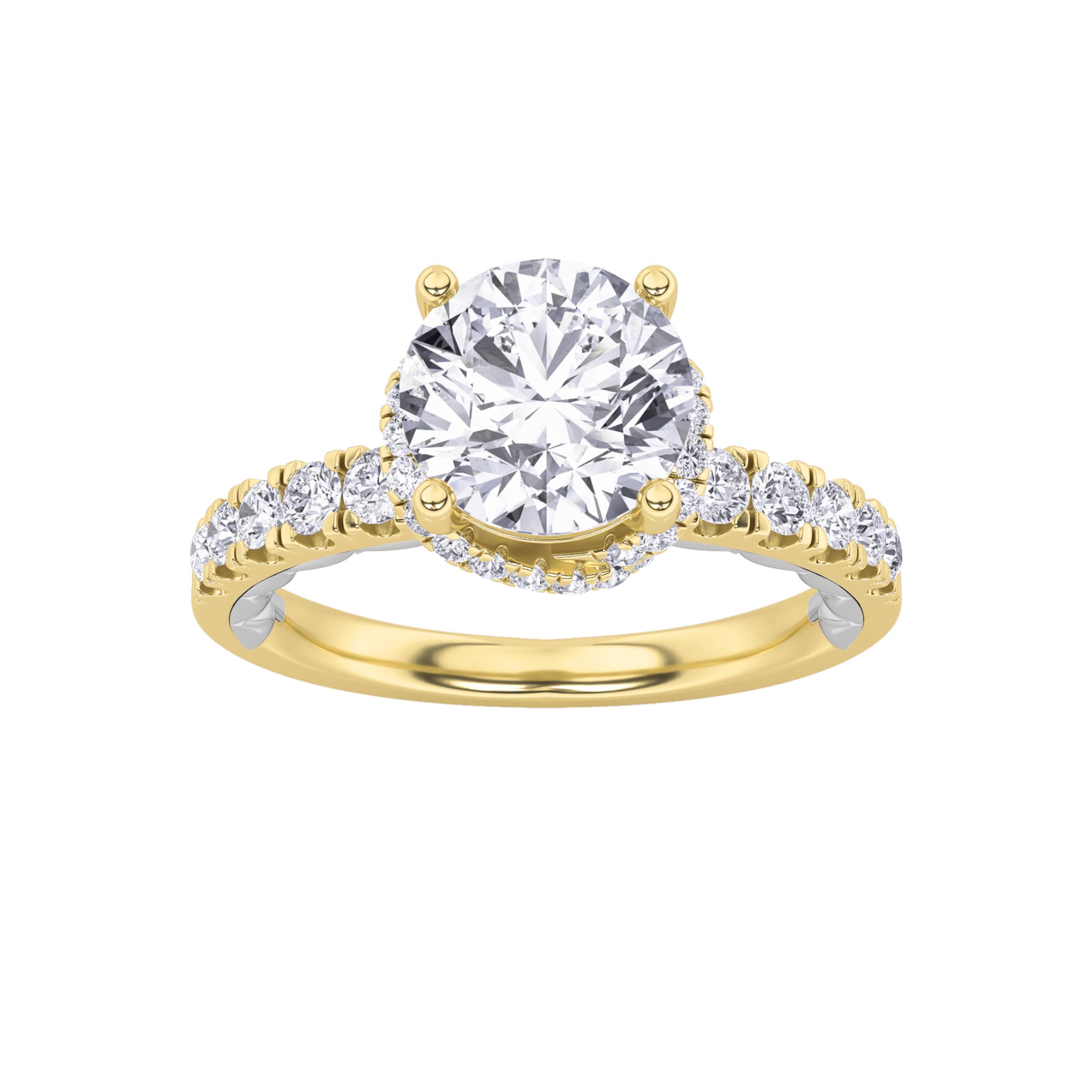 2.00 CT Round Diamond Ring in 14K Yellow Gold|14K White Gold