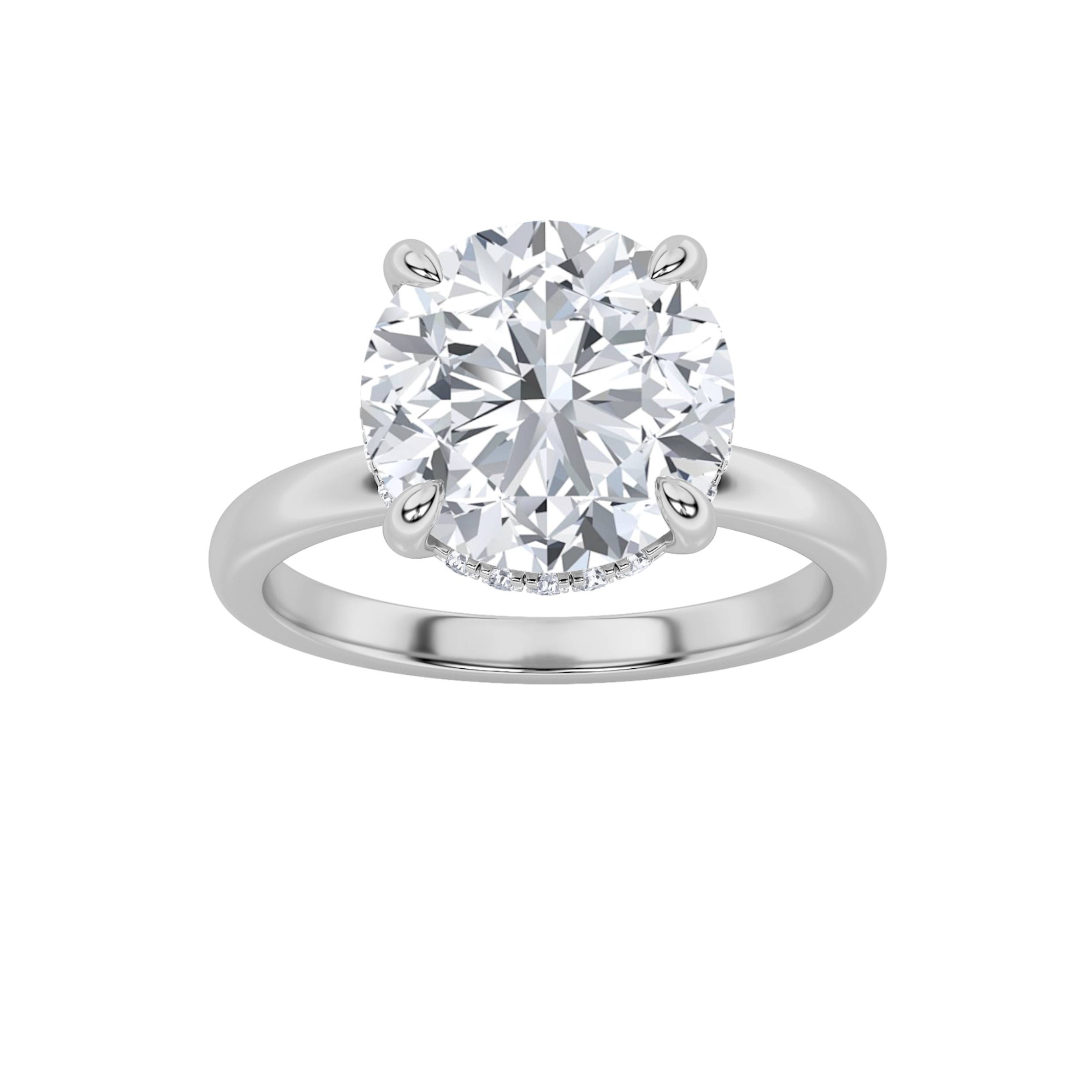 3.50 CT Round Diamond Ring in 14K White Gold