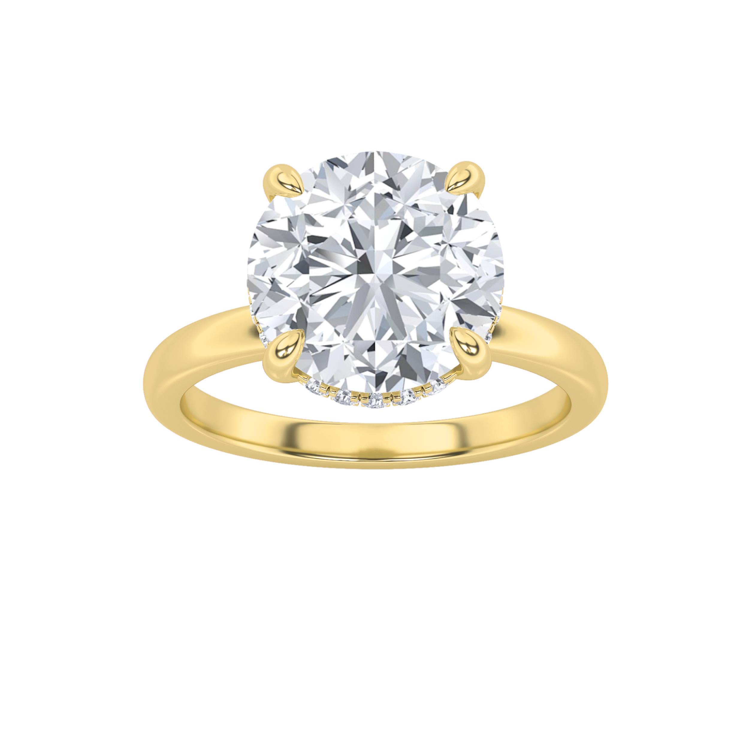 3.50 CT Round Diamond Ring in 14K Yellow Gold