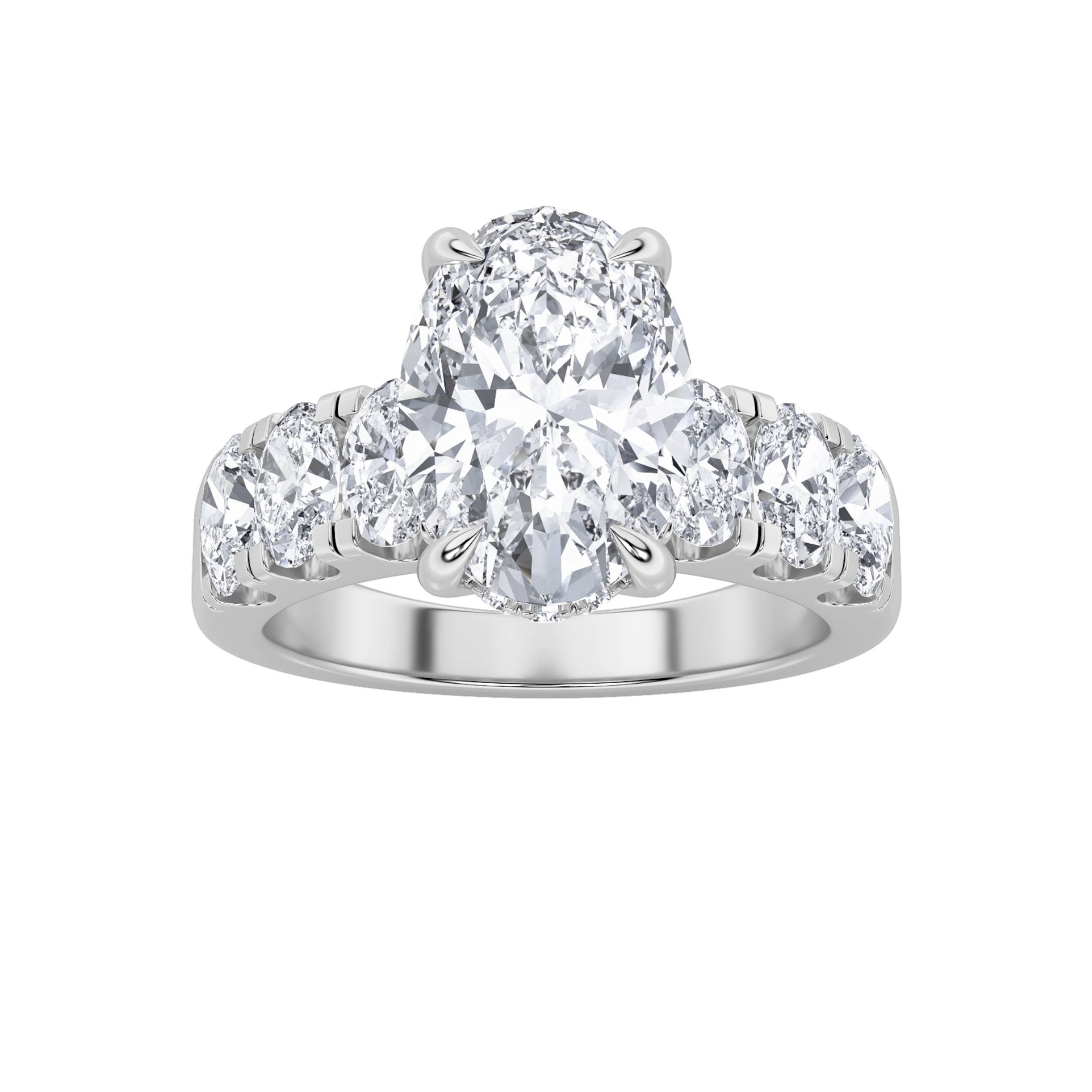 4.00 CT Oval Diamond Ring in 14K White Gold